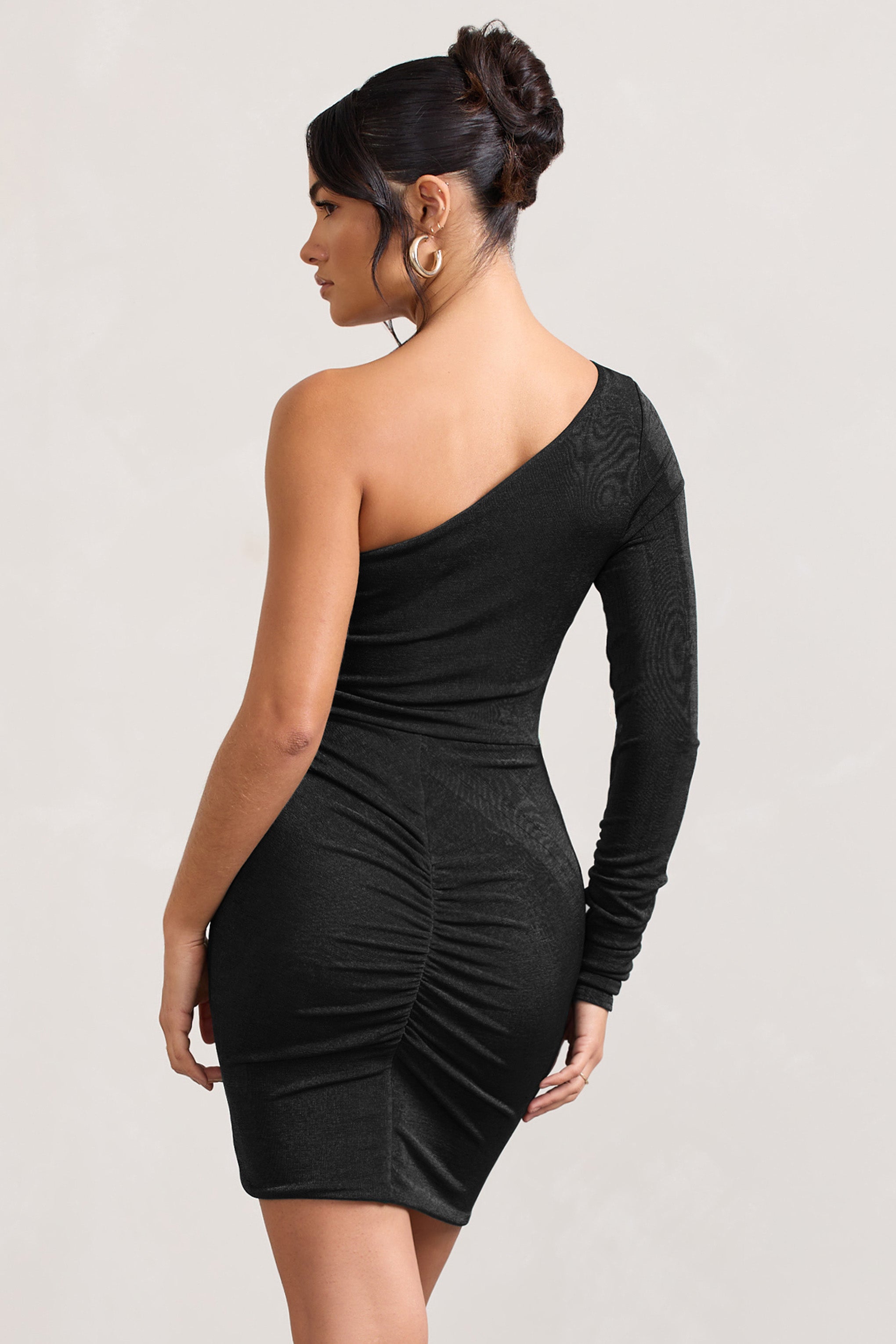 Now Strut Black Asymmetric Twisted Bodycon Mini Dress-Babyboo Dress Store. All Rights Reserved.