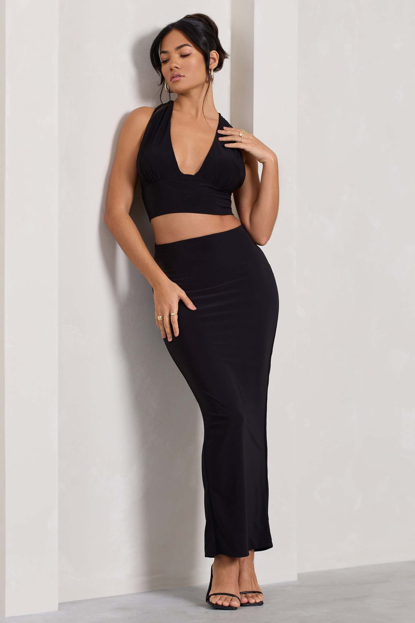 Onna Black Bodycon Pencil Maxi Skirt-Babyboo Dress Store. All Rights Reserved.