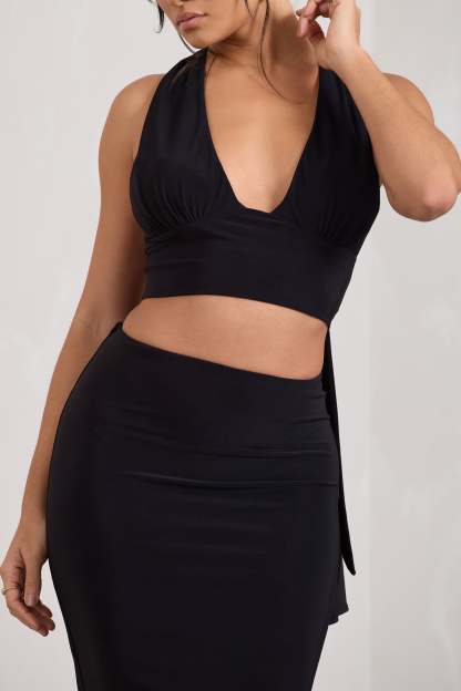 Onna Black Bodycon Pencil Maxi Skirt-Babyboo Dress Store. All Rights Reserved.
