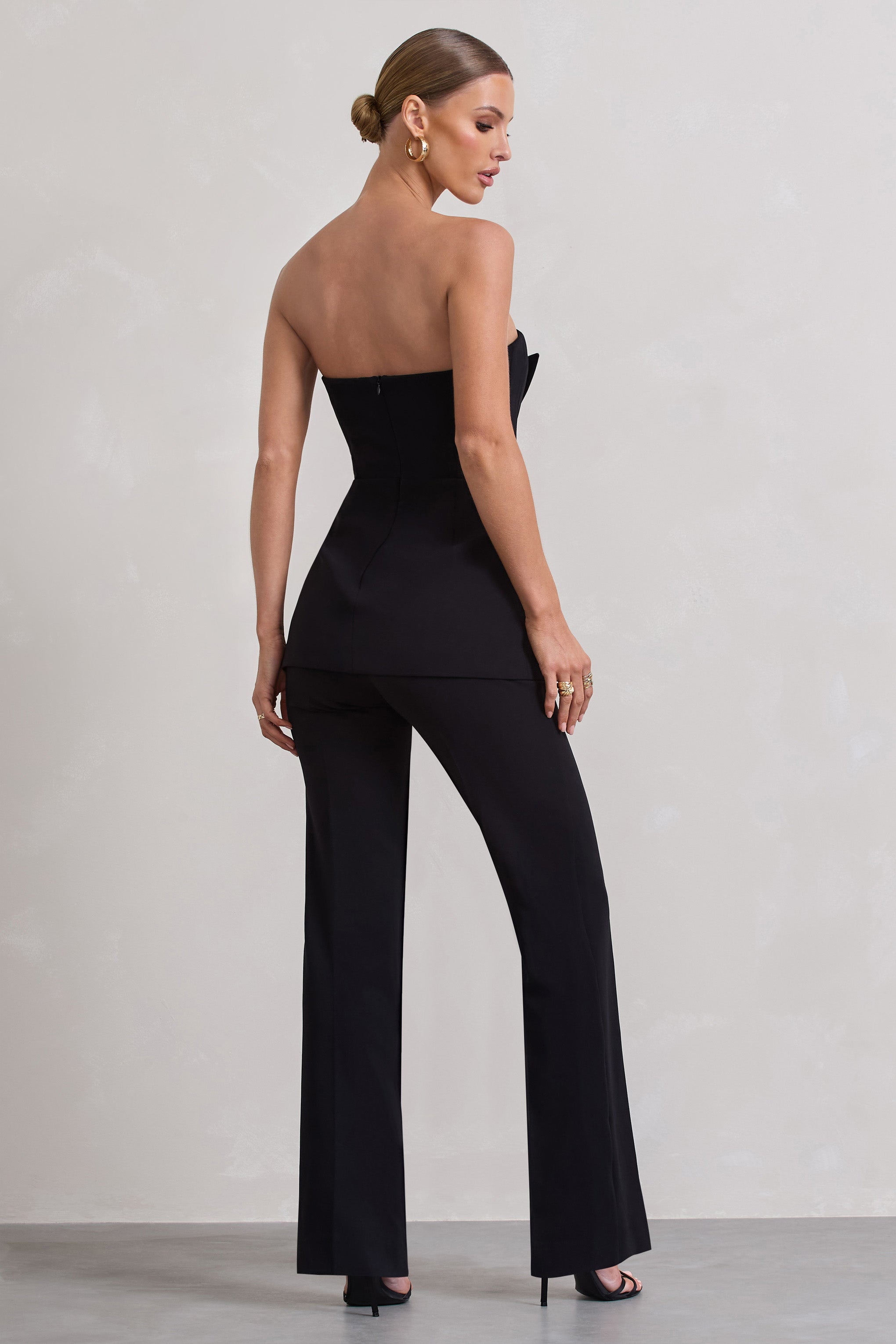 Money Moves Black Strapless Blazer-Inspired Straight-Leg Jumpsuit-Babyboo Dress Store. All Rights Reserved.