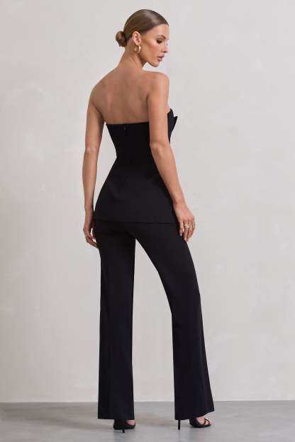 Money Moves Black Strapless Blazer-Inspired Straight-Leg Jumpsuit-Babyboo Dress Store. All Rights Reserved.
