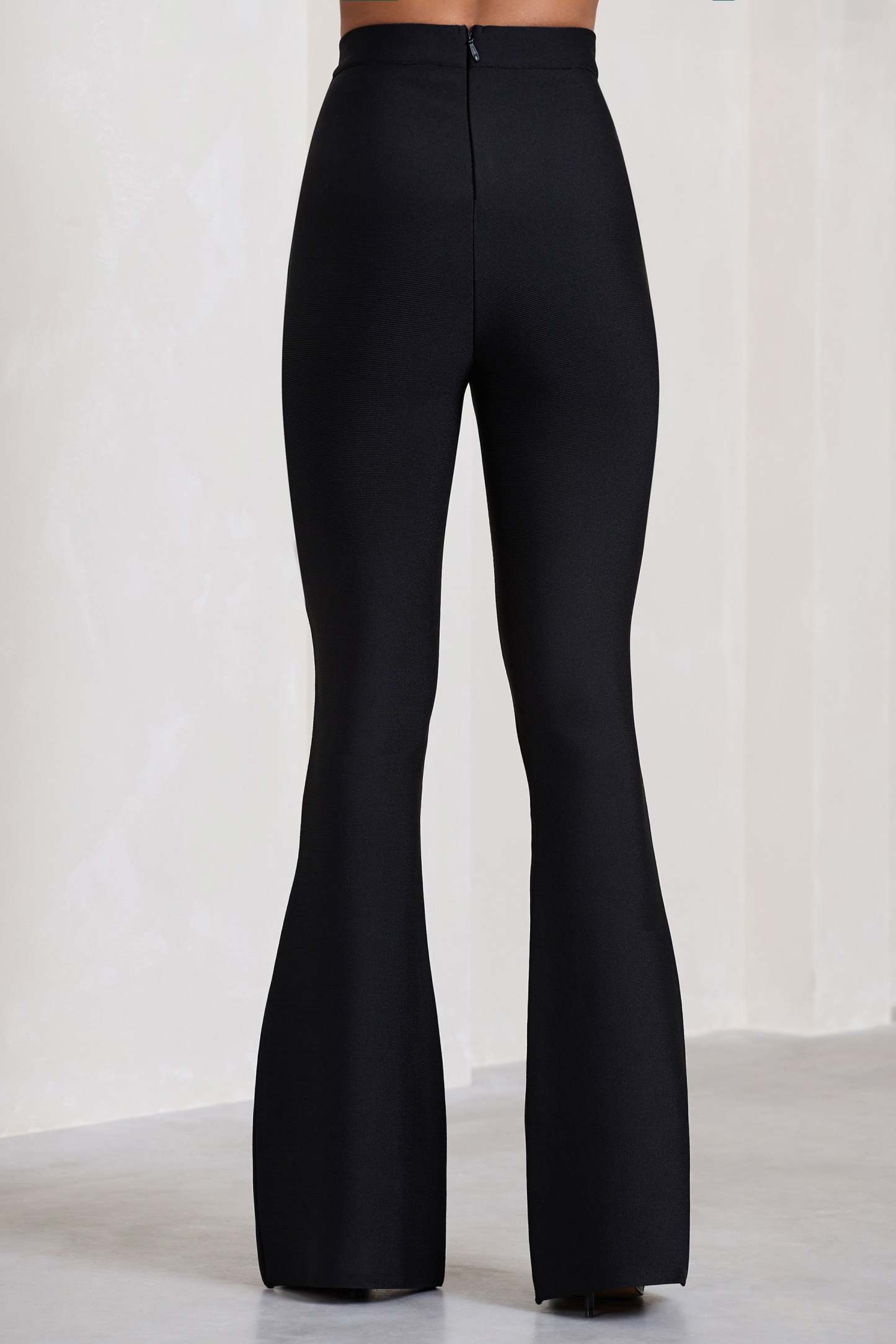 Capri Black Bandage High Waist Flared Trousers-Babyboo Dress Store. All Rights Reserved.
