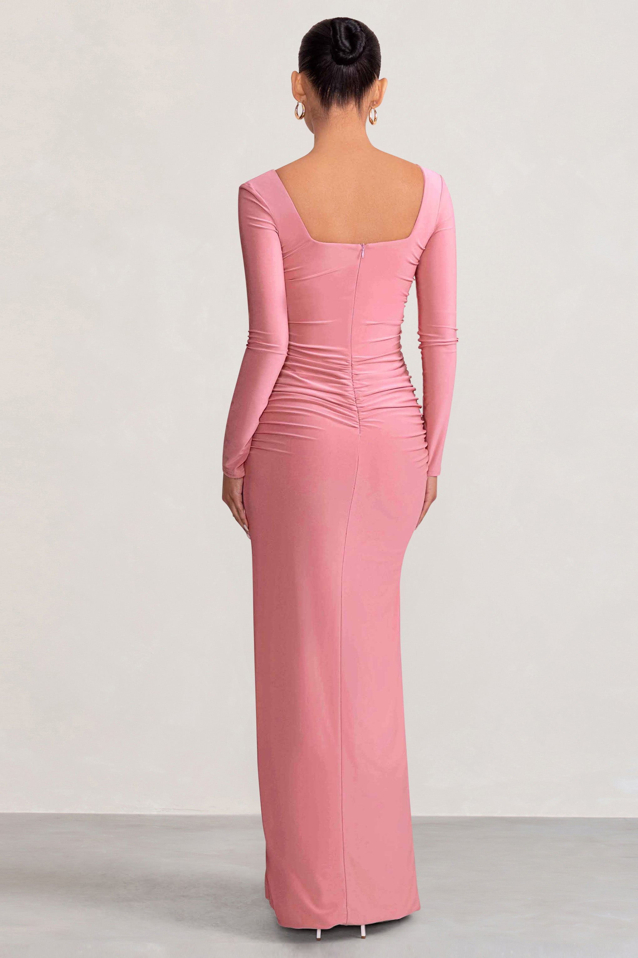 My Pleasure Blush Long Sleeve Square Neck Maternity Maxi Dress with Split-Babyboo Dress Store. All Rights Reserved.