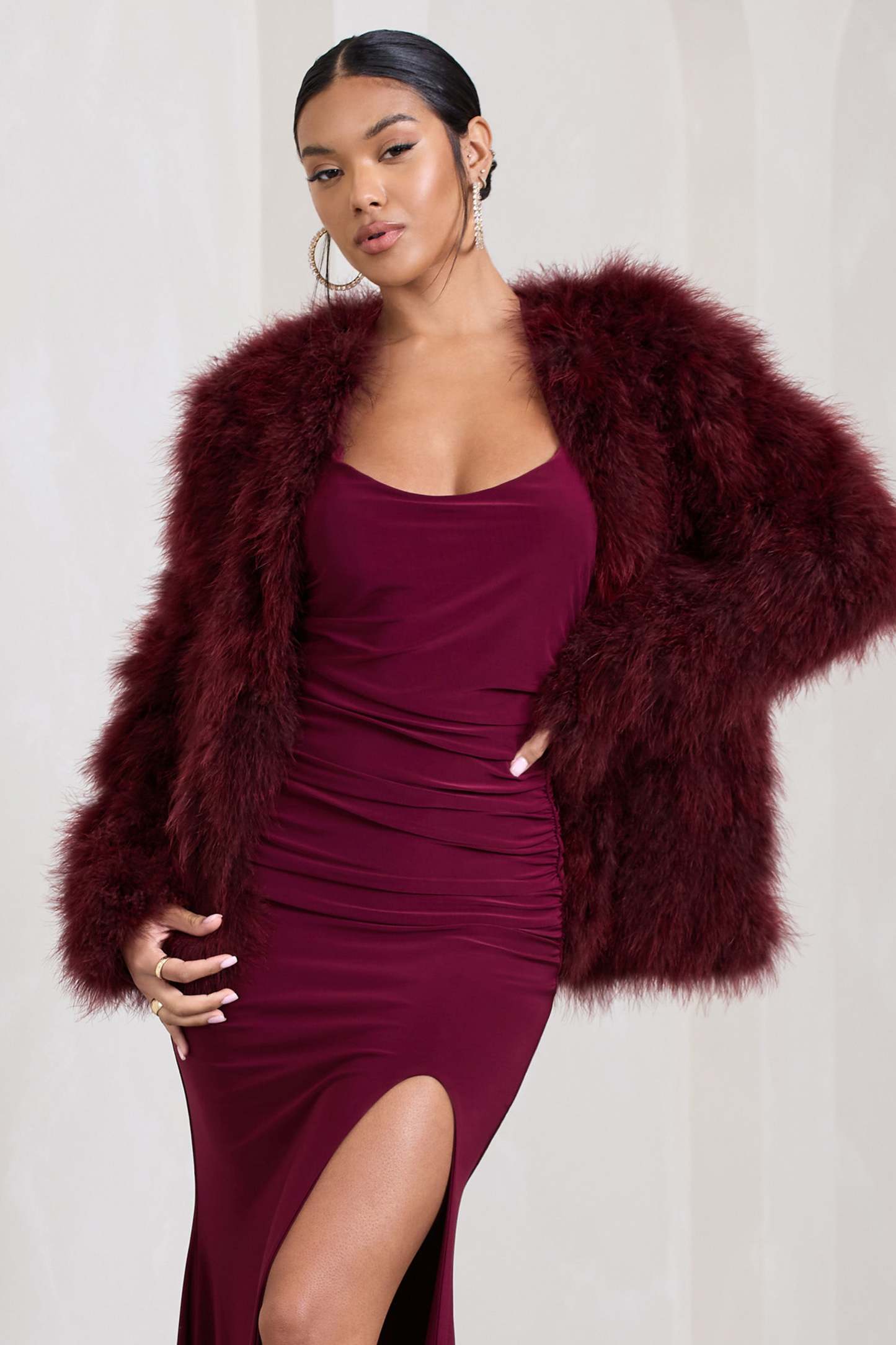 Aves Port Short Fluffy Feather Jacket