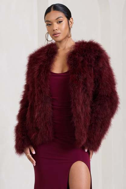 Aves Port Short Fluffy Feather Jacket