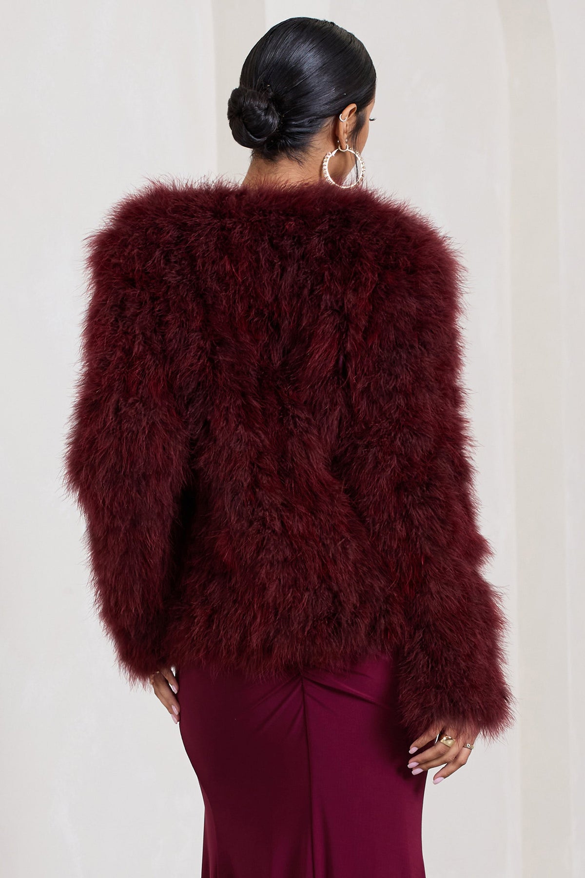 Wild Champagne Satin Jacket With Long Feather Sleeves