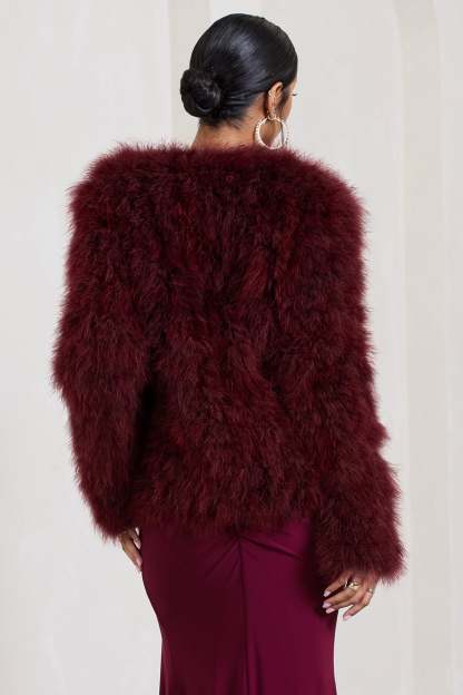 Wild Champagne Satin Jacket With Long Feather Sleeves