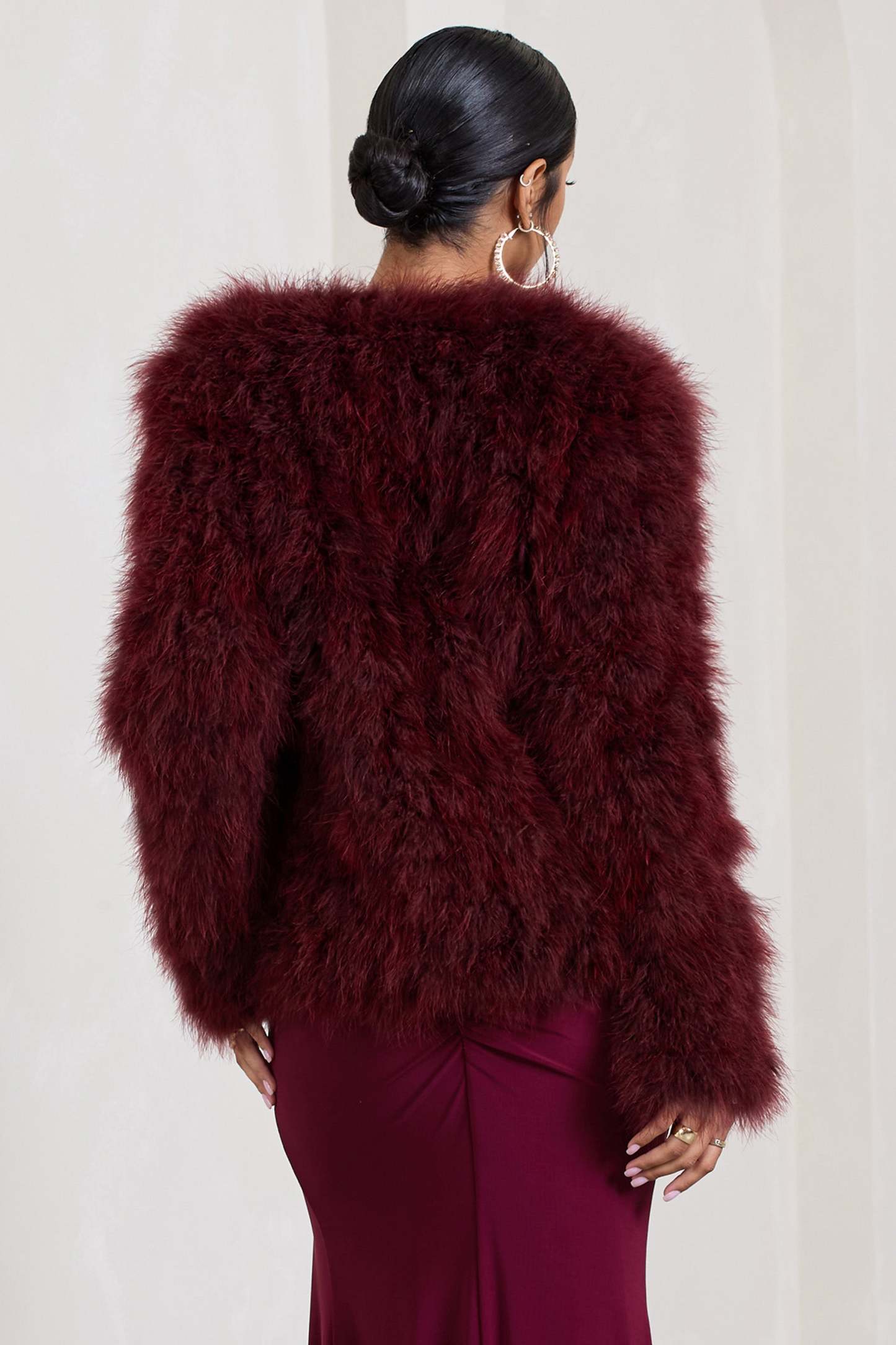 Aves Port Short Fluffy Feather Jacket