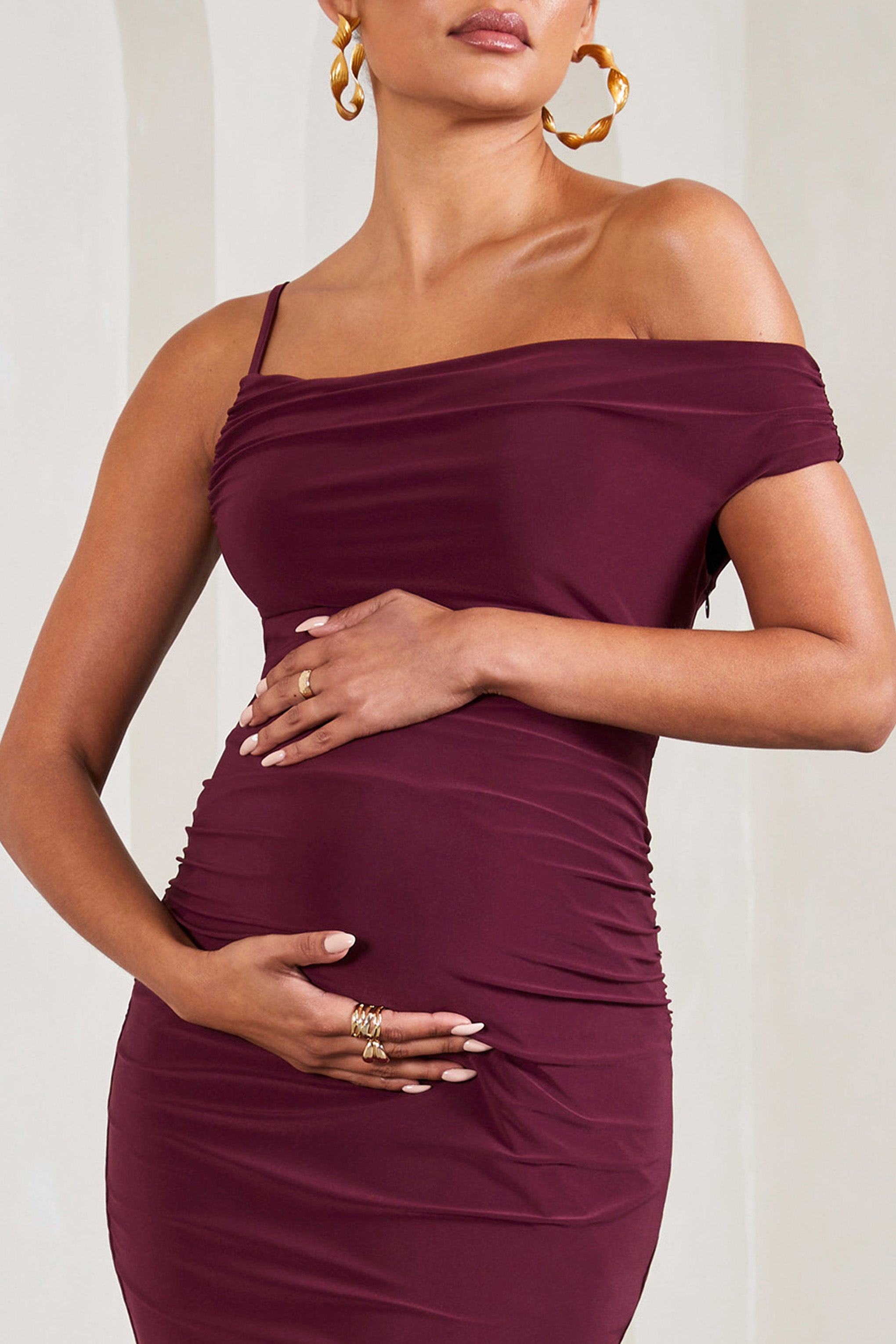 My Wish Burgundy Strappy Asymmetric Maternity Maxi Dress-Babyboo Dress Store. All Rights Reserved.