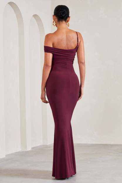 My Wish Burgundy Strappy Asymmetric Maternity Maxi Dress-Babyboo Dress Store. All Rights Reserved.