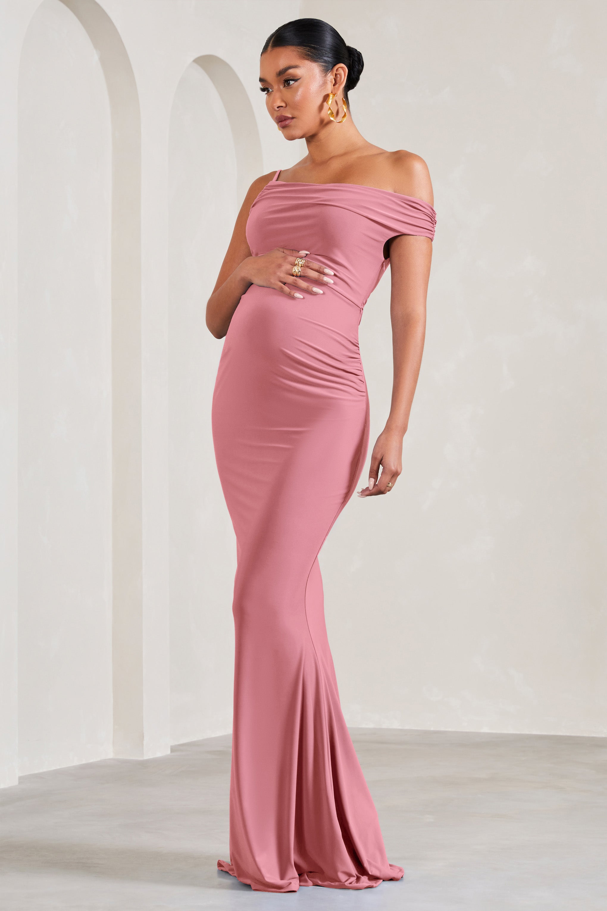 My Wish Blush Pink Strappy Asymmetric Maternity Maxi Dress-Babyboo Dress Store. All Rights Reserved.