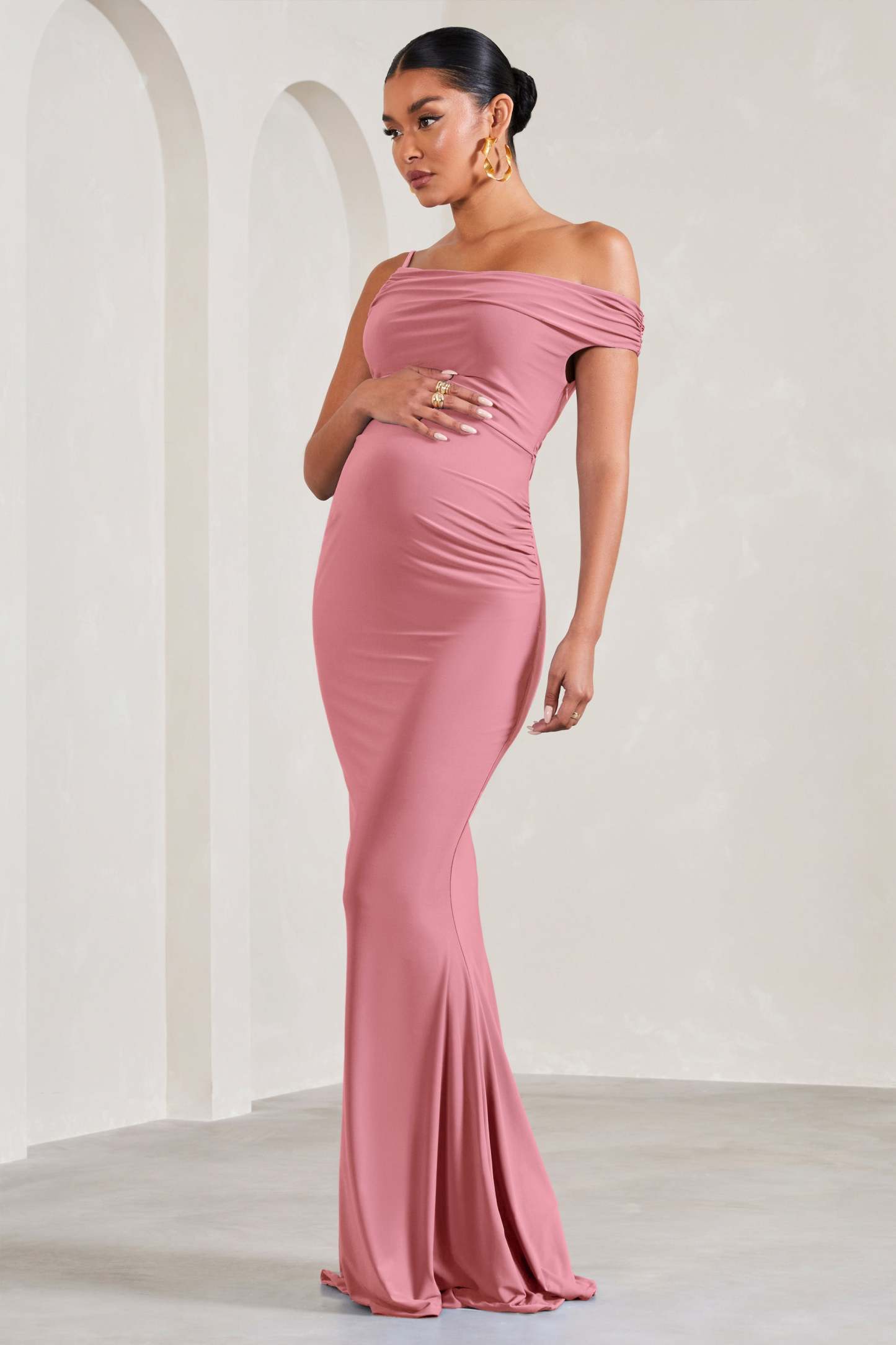 My Wish Blush Pink Strappy Asymmetric Maternity Maxi Dress-Babyboo Dress Store. All Rights Reserved.