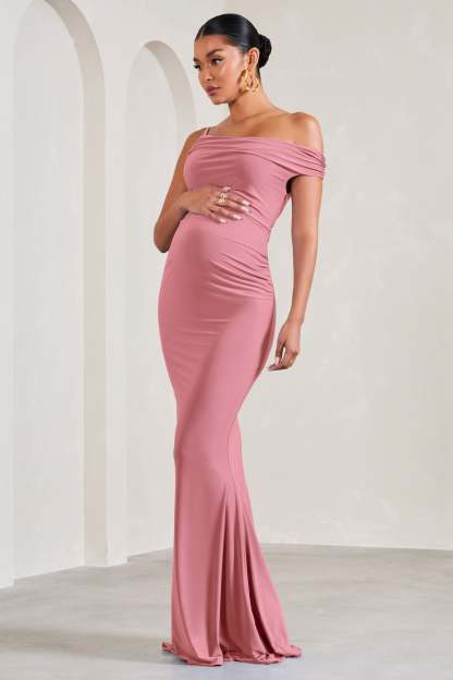 My Wish Blush Pink Strappy Asymmetric Maternity Maxi Dress-Babyboo Dress Store. All Rights Reserved.