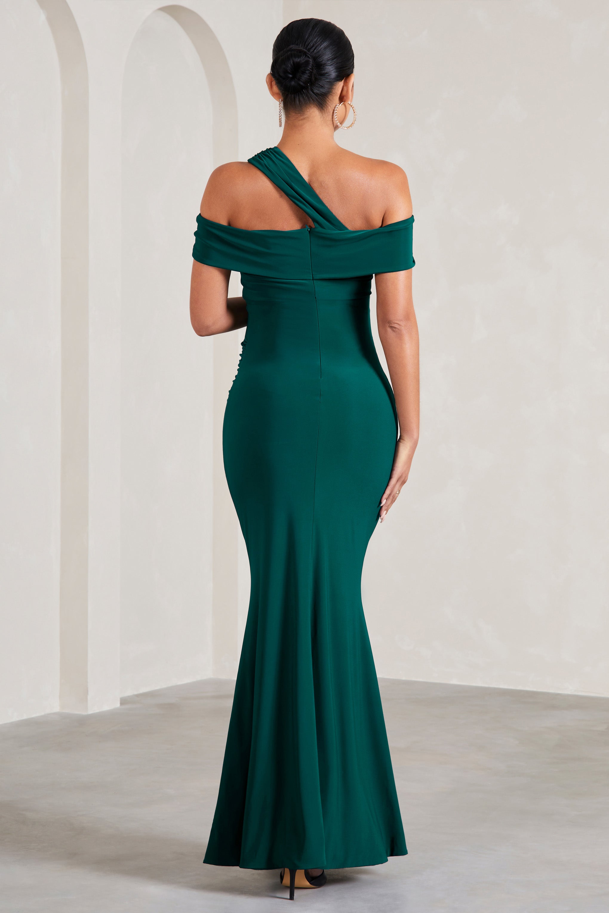 Captivating Bottle Green Strappy Asymmetric Cut-Out Maternity Maxi Dress-Babyboo Dress Store. All Rights Reserved.