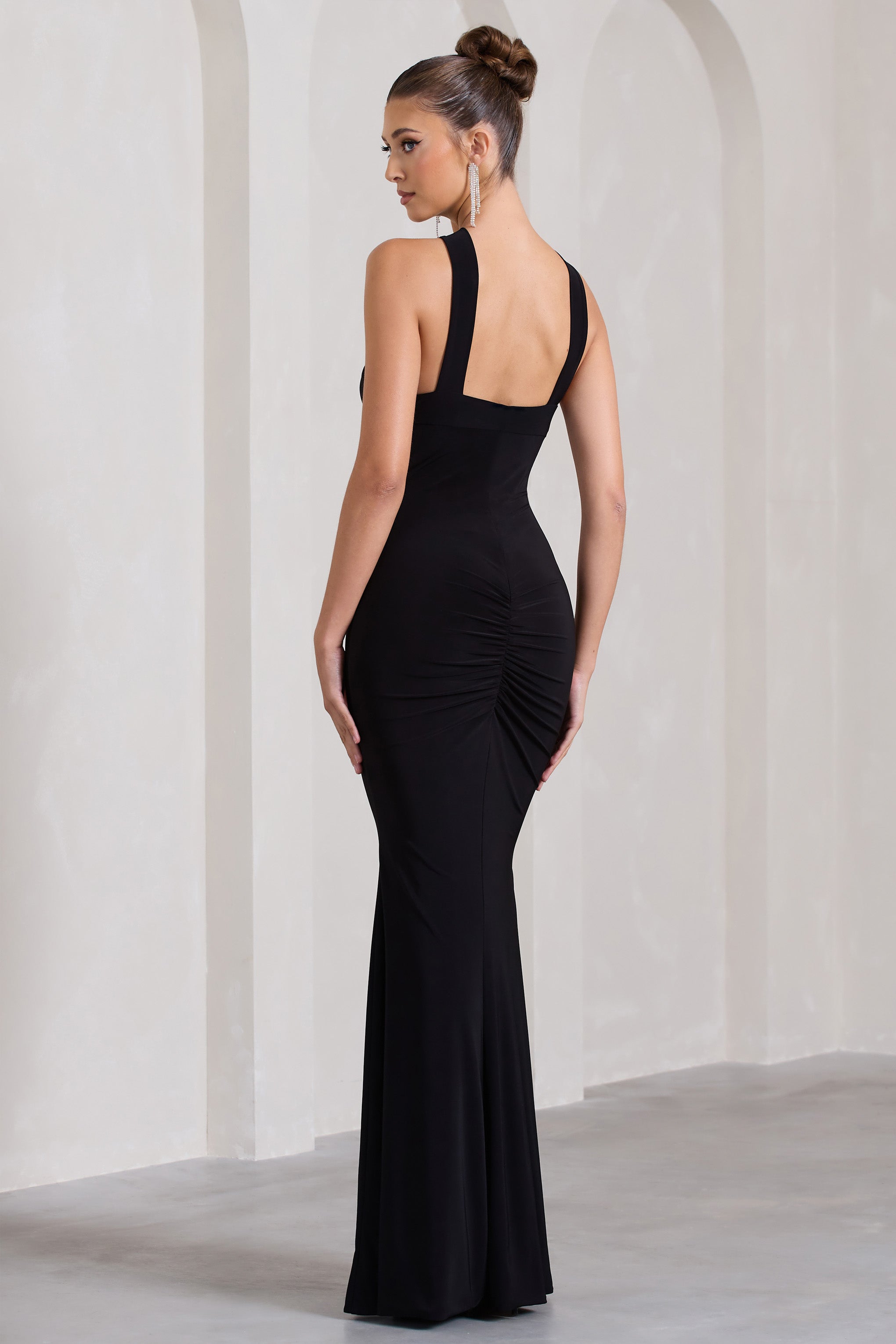 Cross My Heart Black Sleeveless Cross-Neck Maxi Dress-Babyboo Dress Store. All Rights Reserved.
