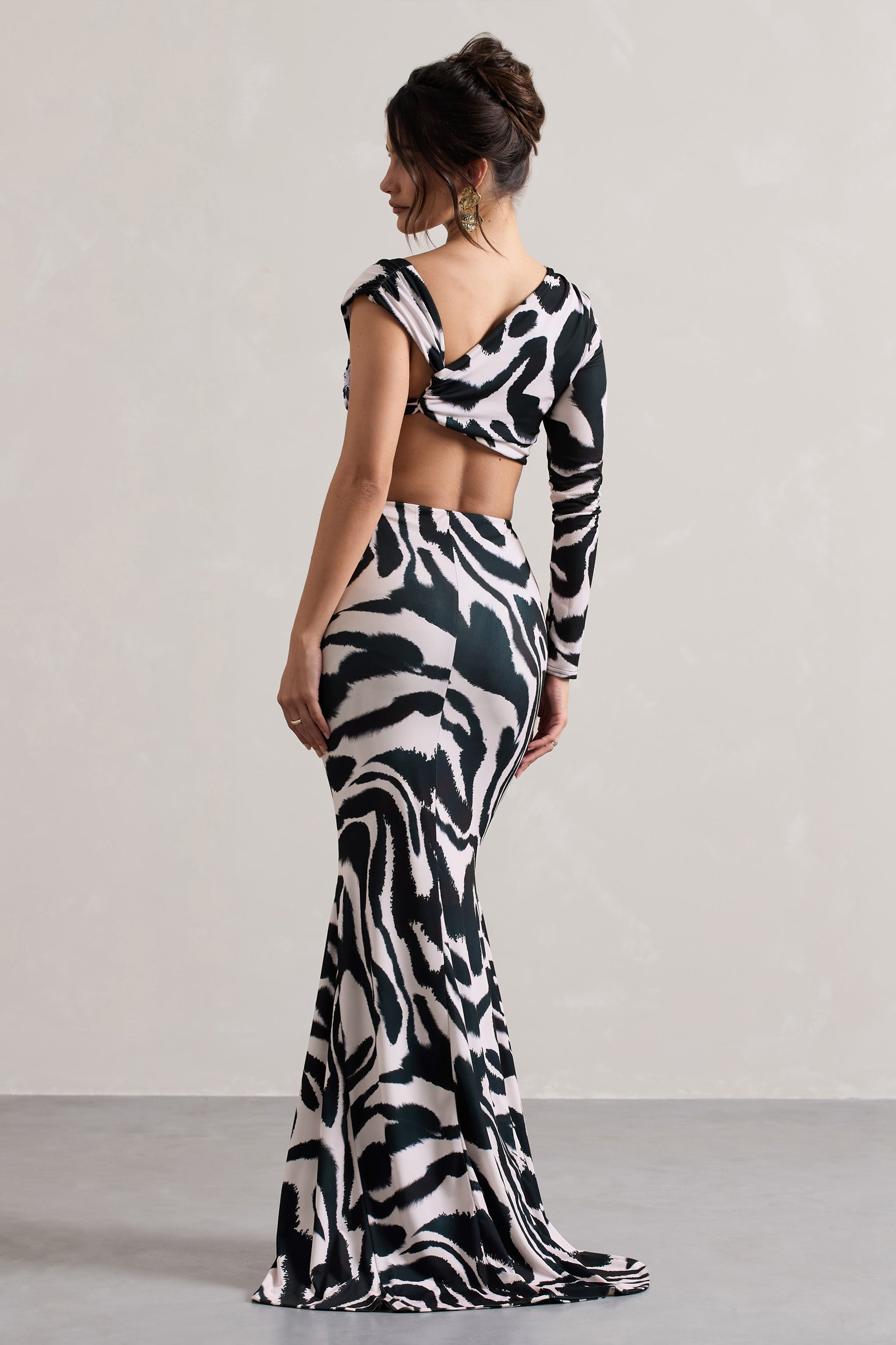 Neomie Zebra Print Fishtail Maxi Skirt-Babyboo Dress Store. All Rights Reserved.