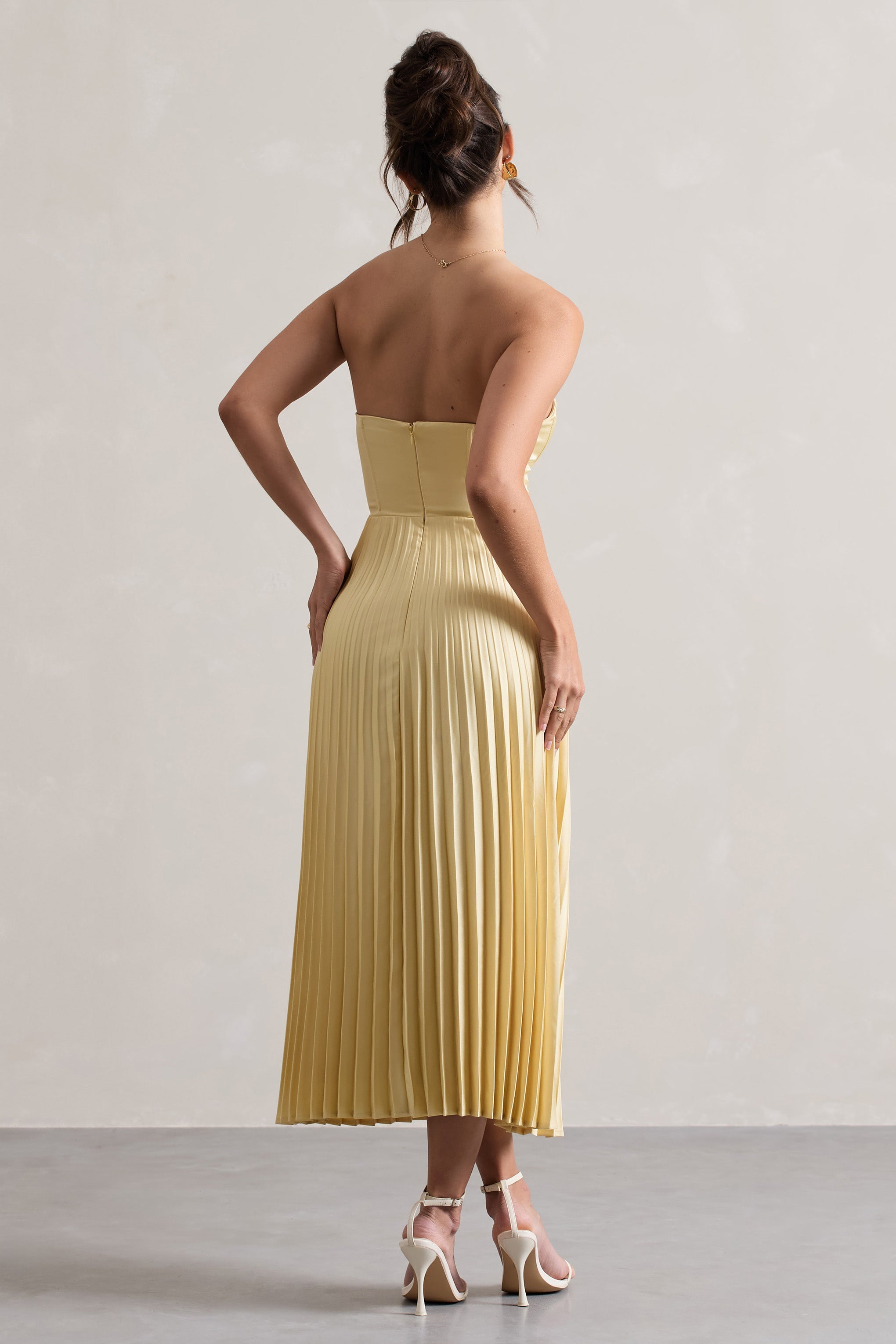 Bordeaux Lemon Satin Corset Style Midi Dress-Babyboo Dress Store. All Rights Reserved.