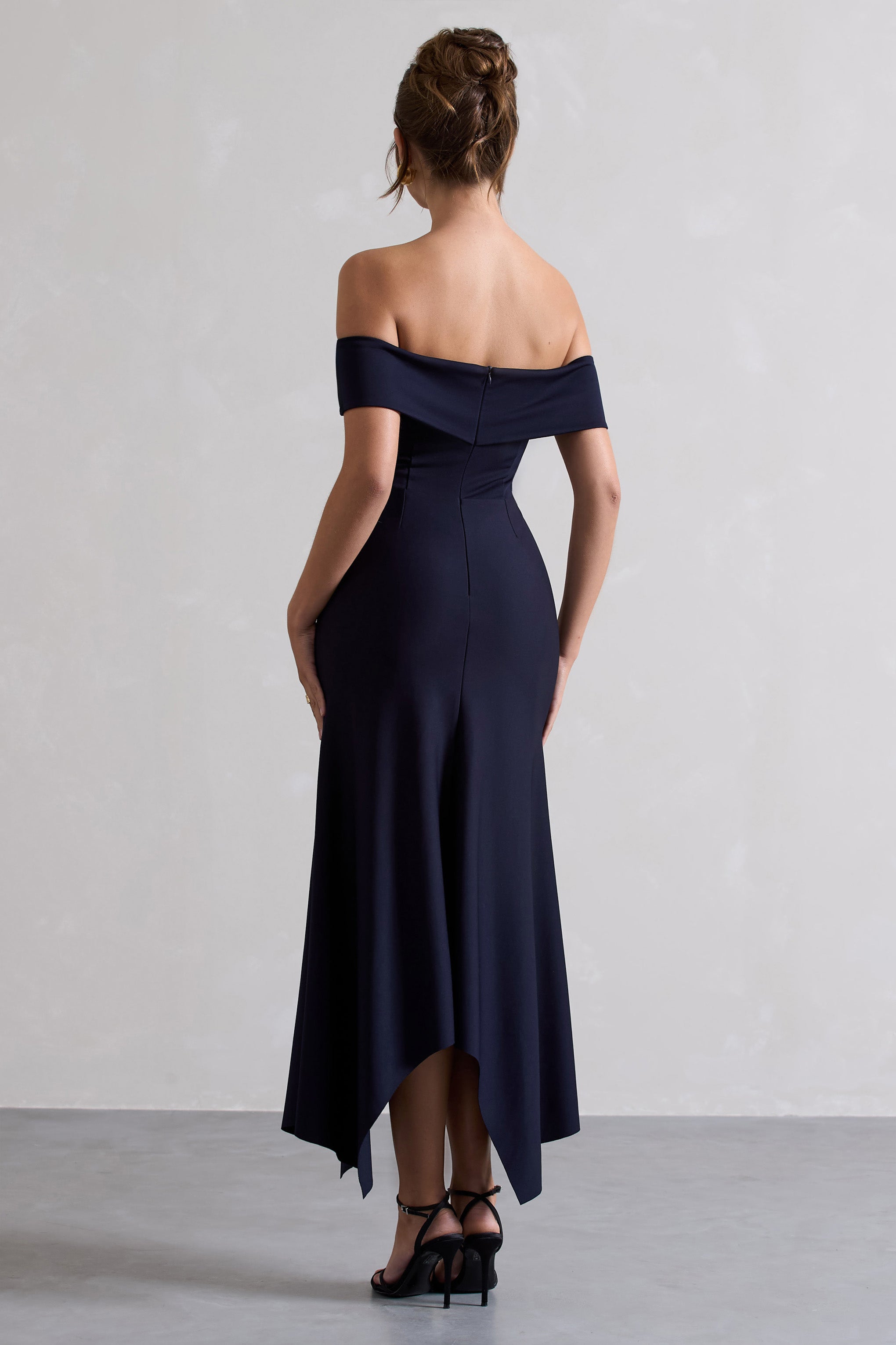 Windsor Navy Bardot Midi Dress
