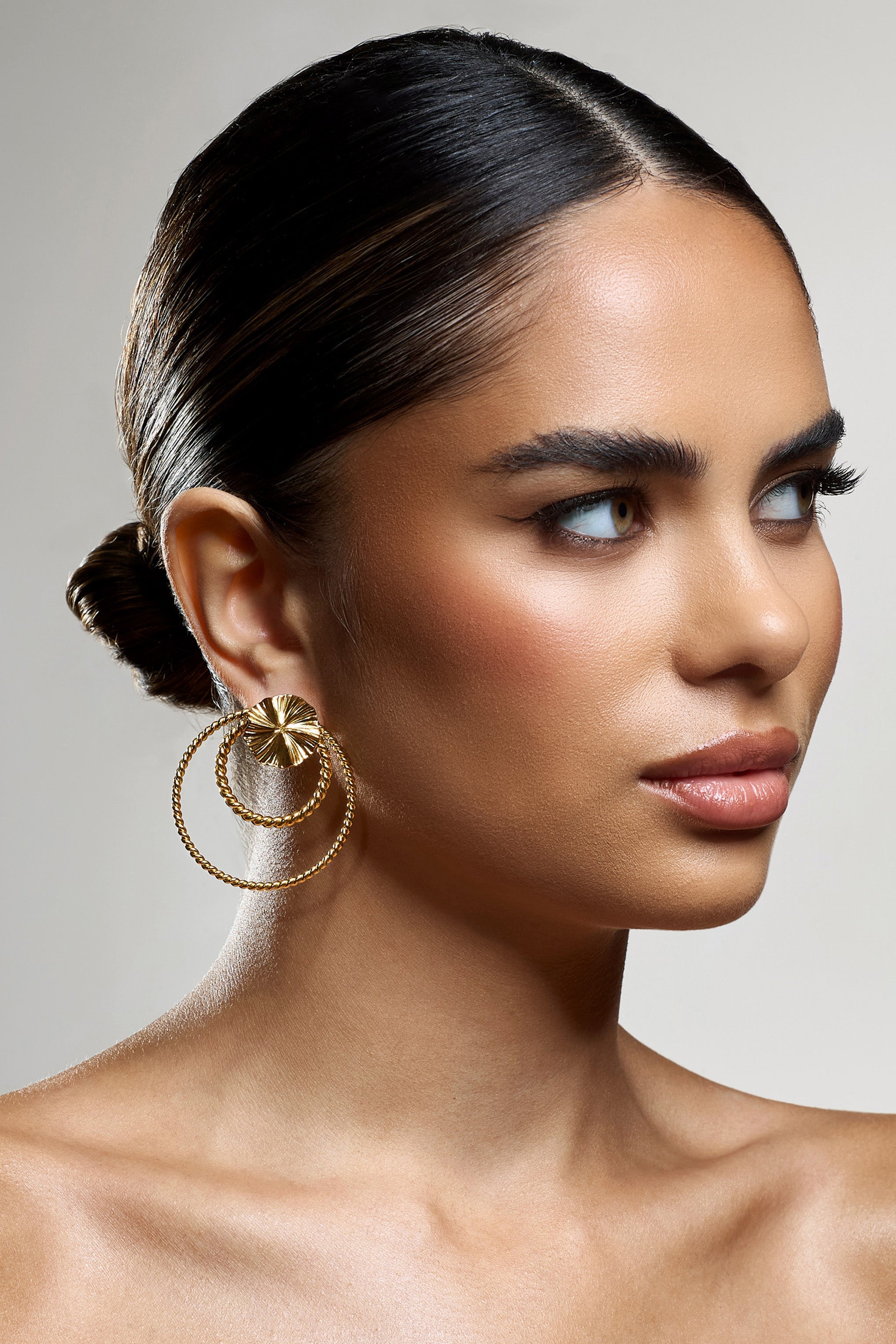 Misty Gold Layered Twist Earrings-Babyboo Dress Store. All Rights Reserved.