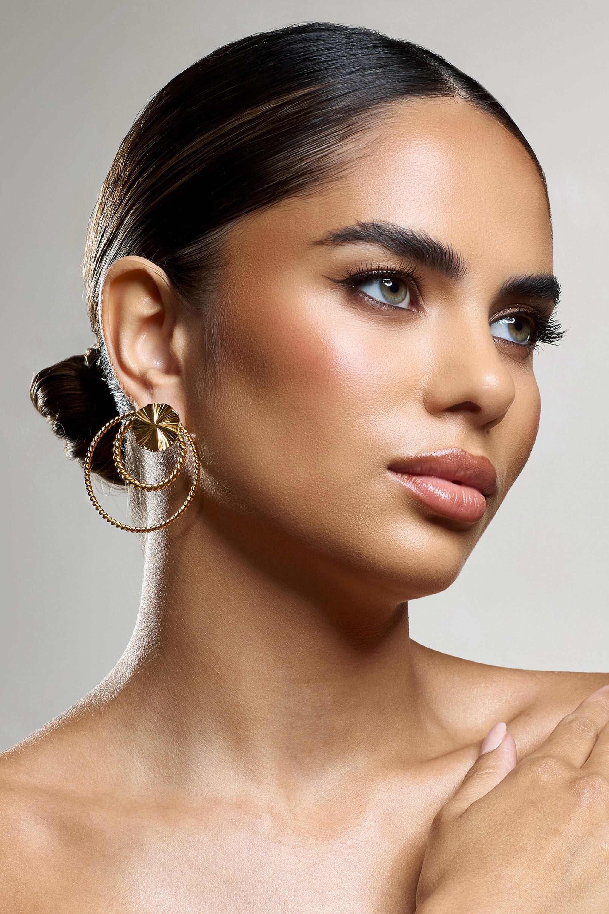 Misty Gold Layered Twist Earrings-Babyboo Dress Store. All Rights Reserved.