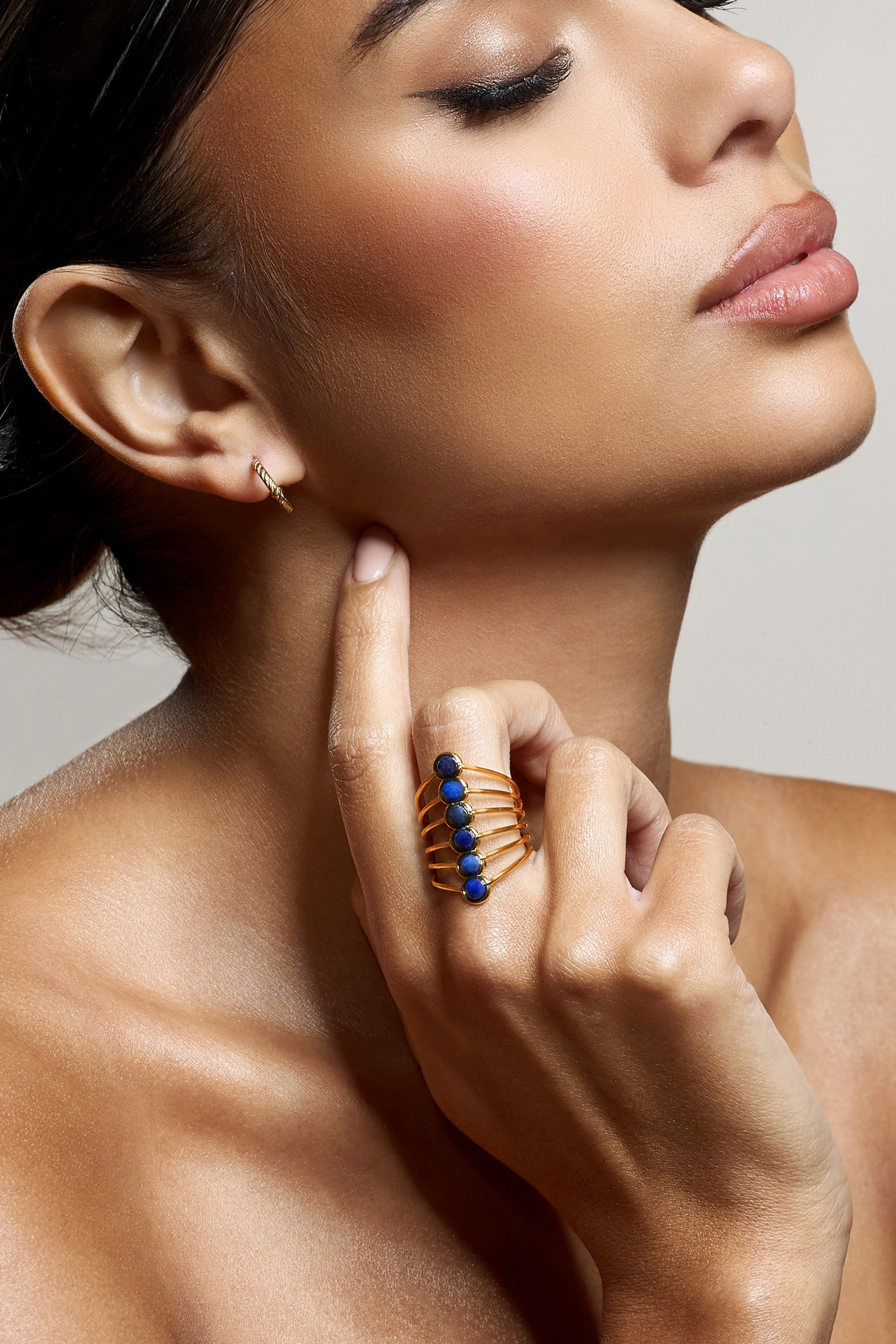 Cerys Blue Stacked Statement Ring-Babyboo Dress Store. All Rights Reserved.