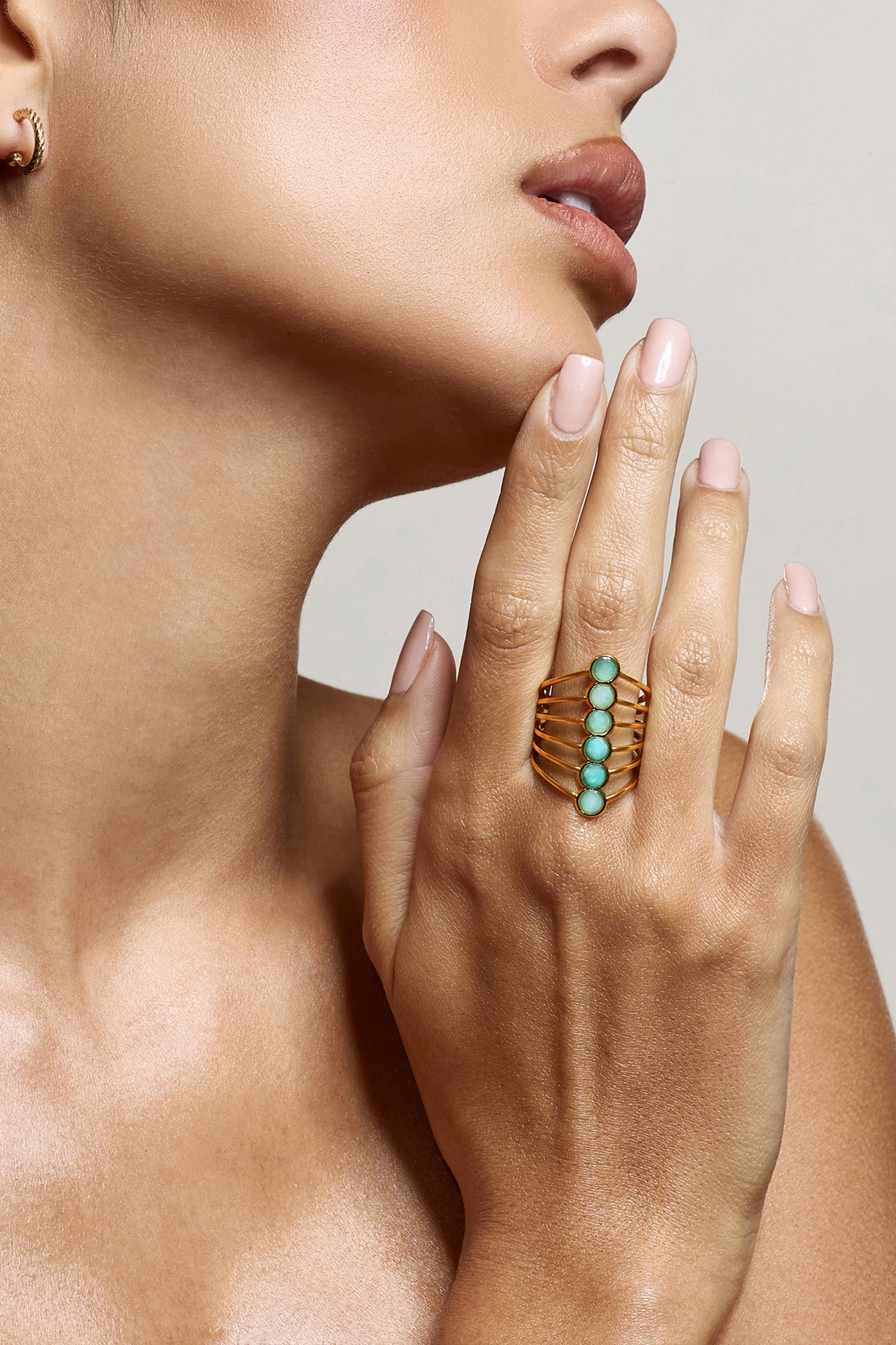 Cerys Turquoise Stacked Statement Ring-Babyboo Dress Store. All Rights Reserved.