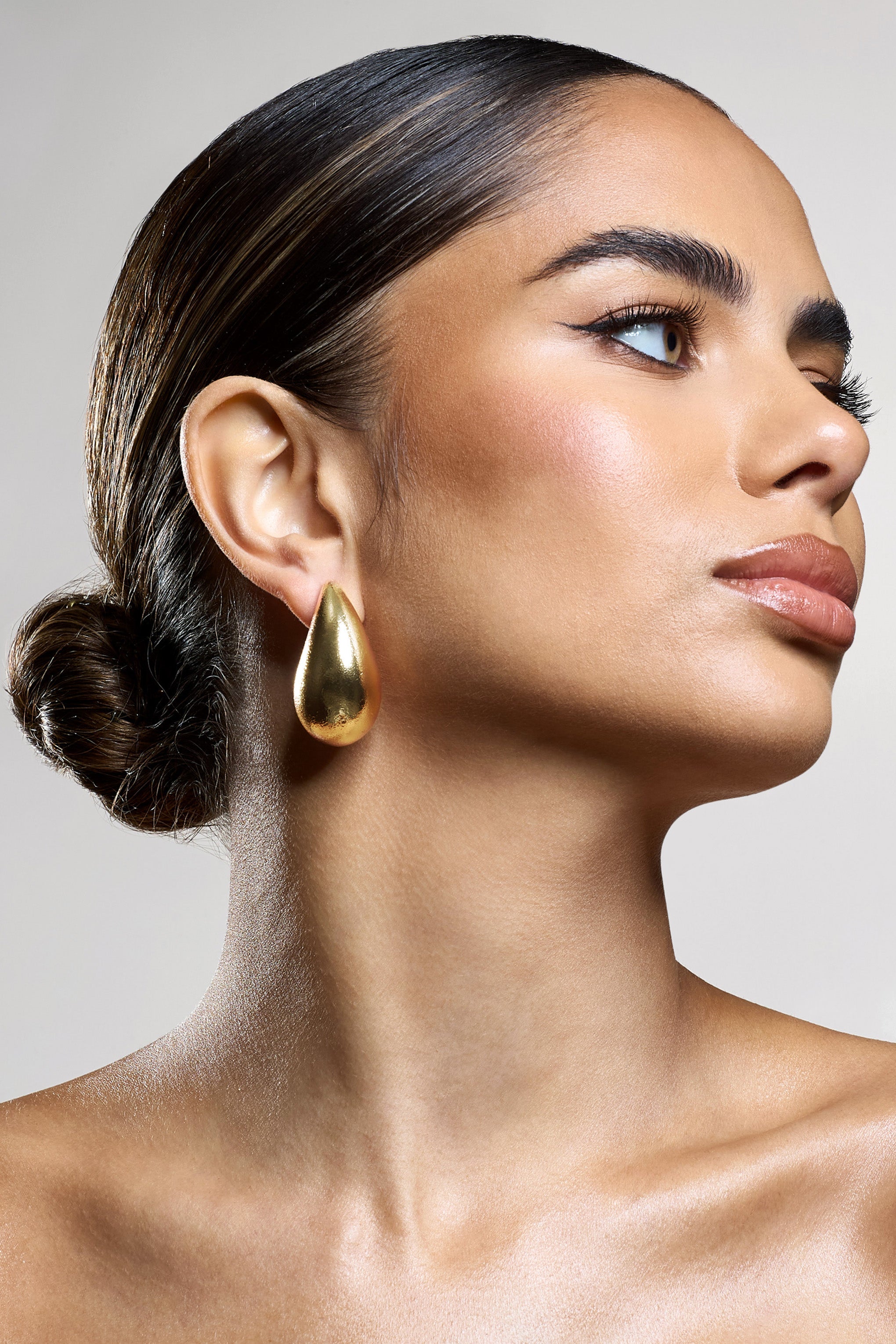 Normani Rose Gold Textured TearDrop Earrings-Babyboo Dress Store. All Rights Reserved.