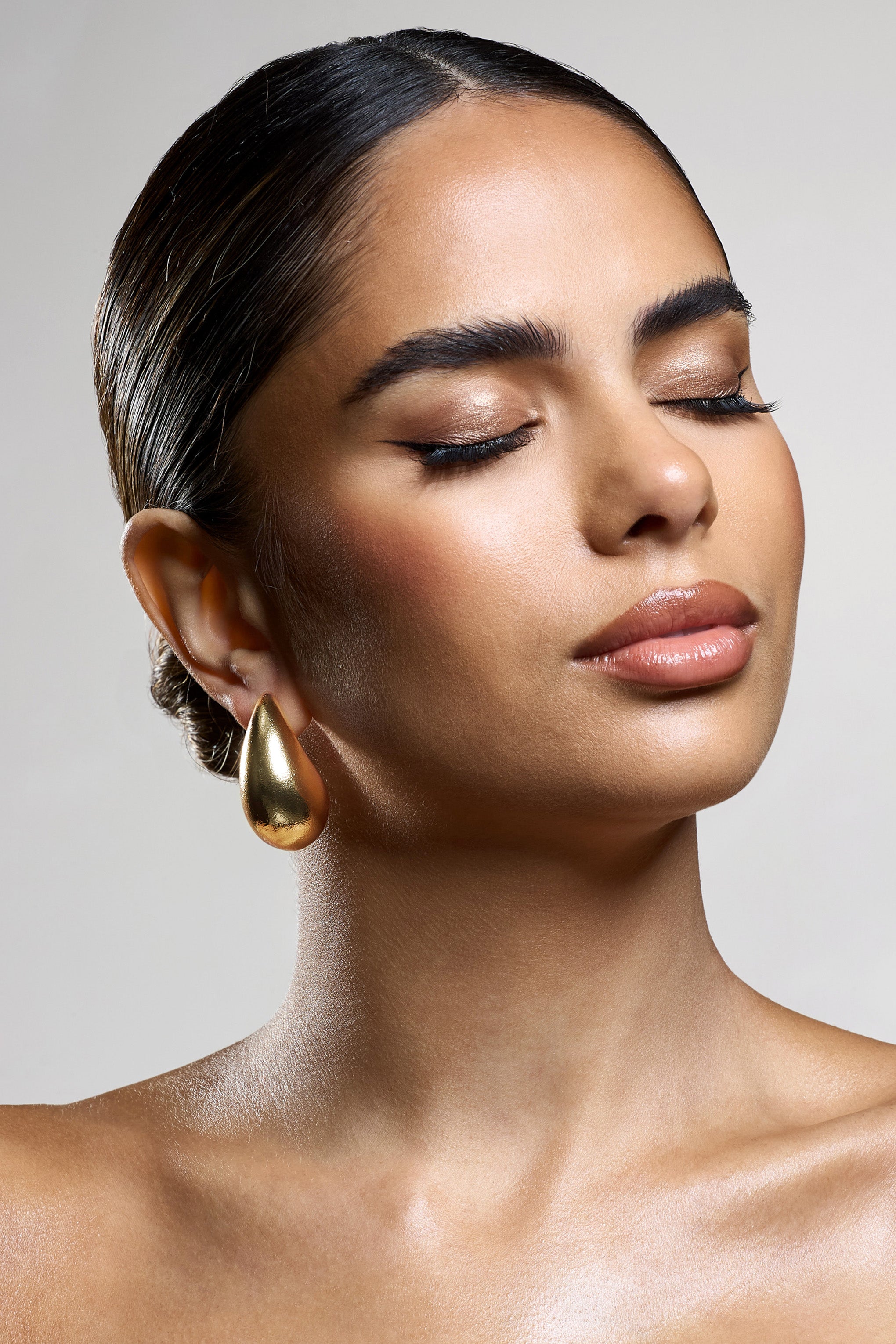 Normani Rose Gold Textured TearDrop Earrings-Babyboo Dress Store. All Rights Reserved.