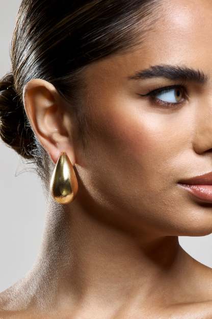 Normani Rose Gold Textured TearDrop Earrings-Babyboo Dress Store. All Rights Reserved.