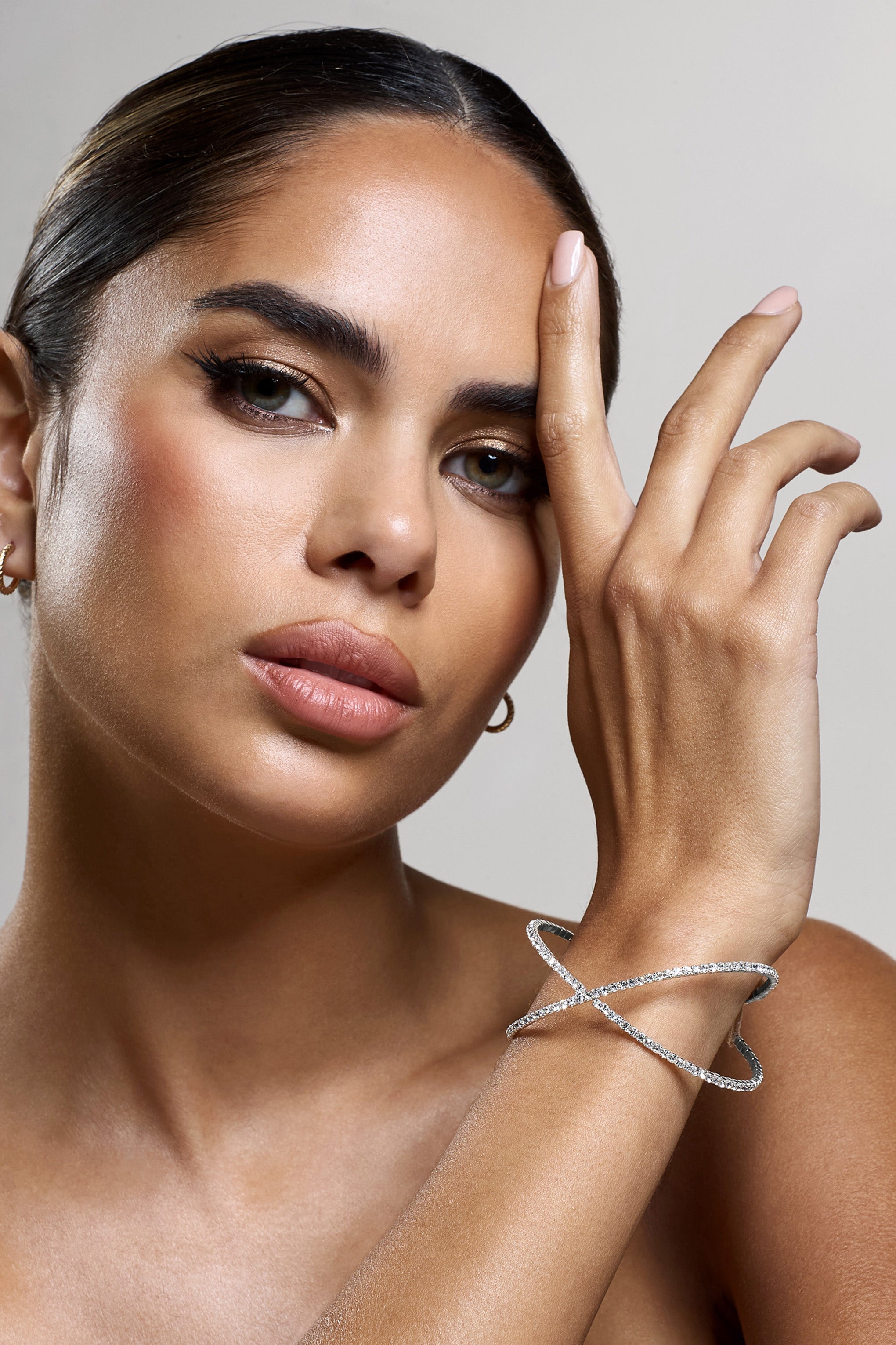 Mist Silver Diamante Layered Bracelet-Babyboo Dress Store. All Rights Reserved.