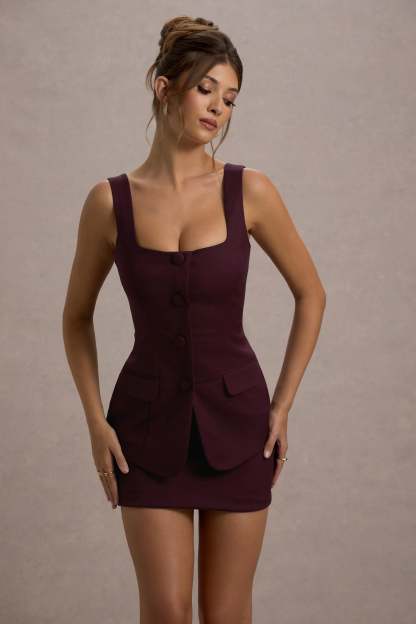 Port Tailored Square-Neck Mini Dress