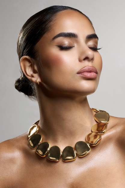 Cadiz Gold Stone Statement Necklace-Babyboo Dress Store. All Rights Reserved.