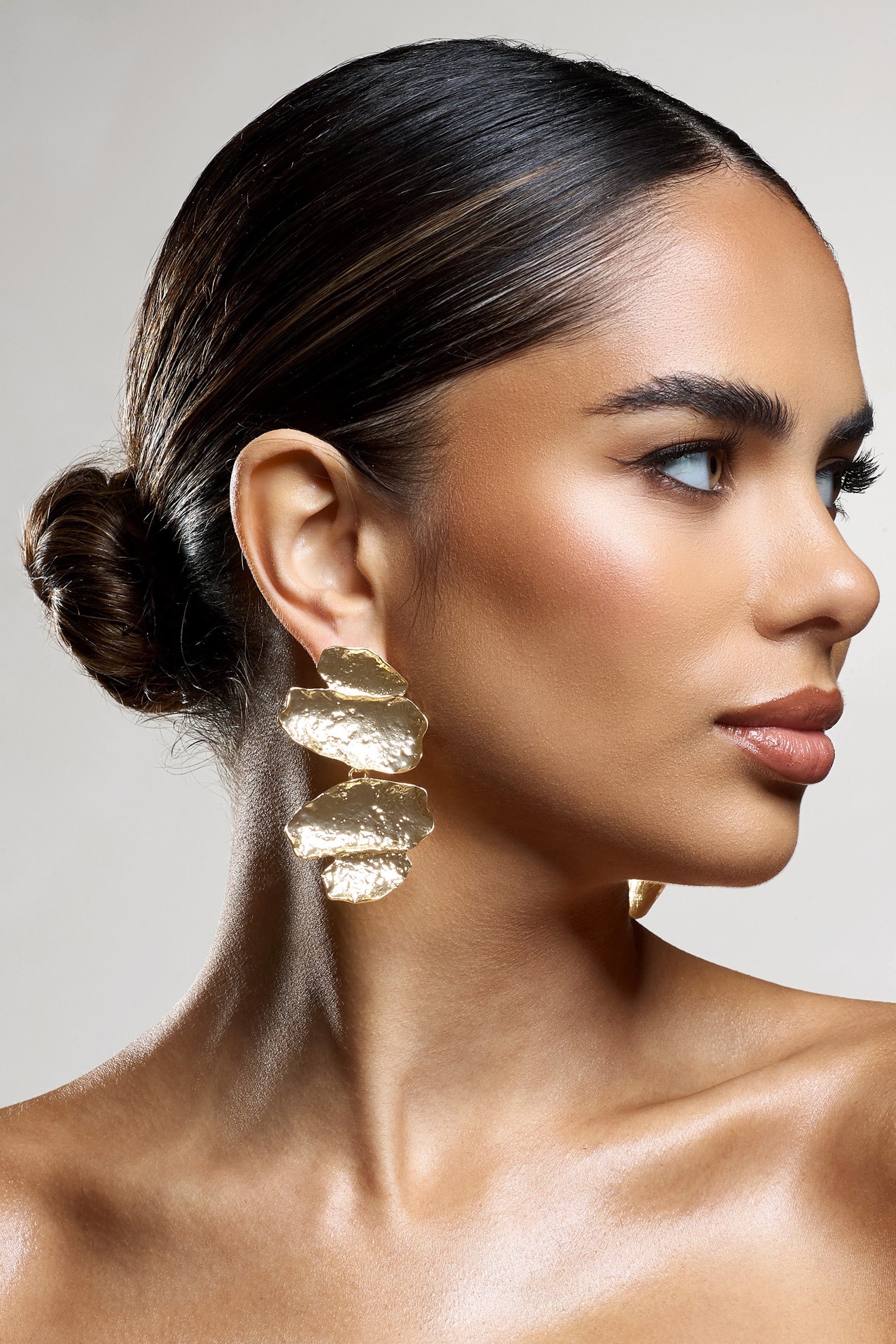 Cerise Gold Abstract Textured Drop Earrings-Babyboo Dress Store. All Rights Reserved.