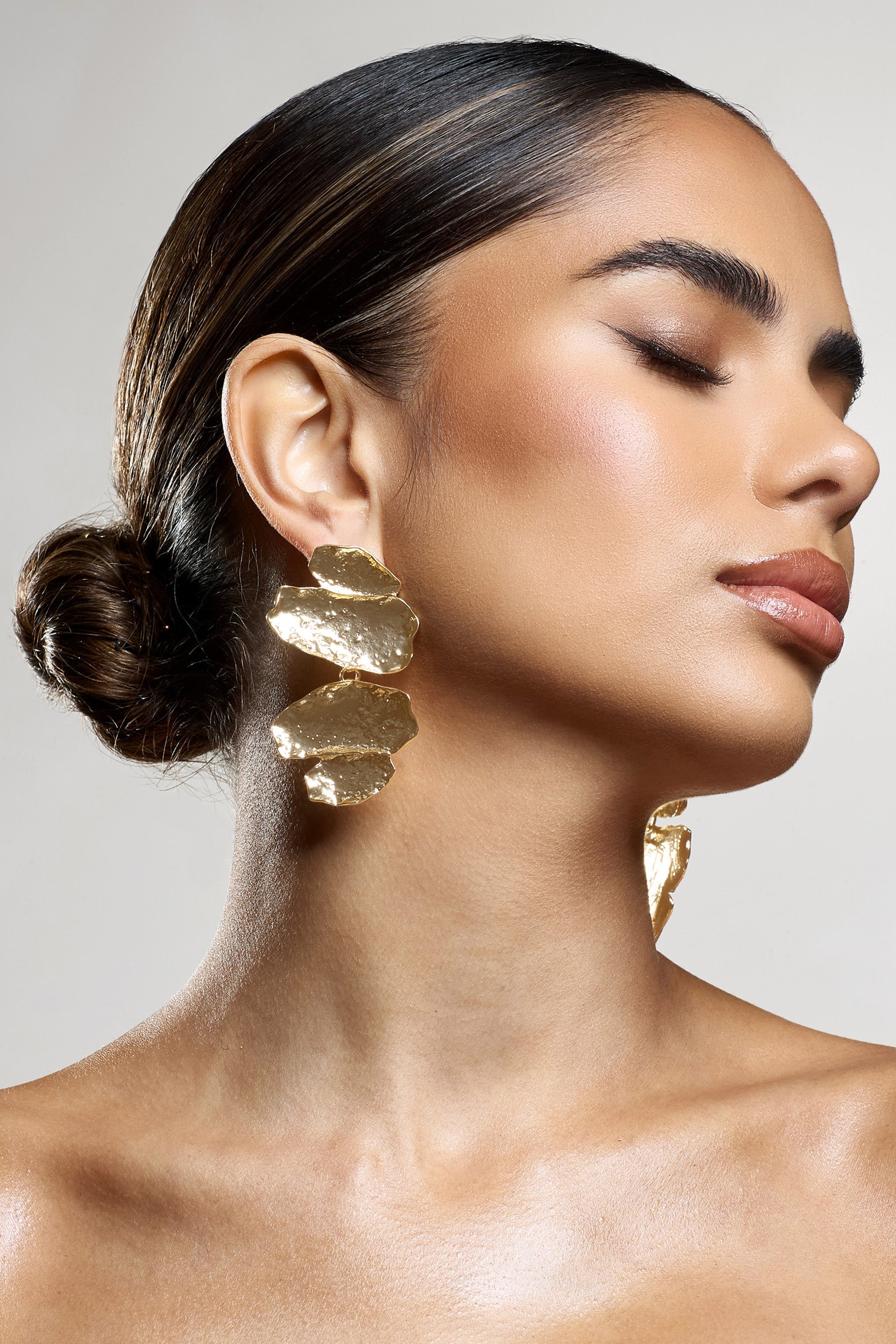 Cerise Gold Abstract Textured Drop Earrings-Babyboo Dress Store. All Rights Reserved.