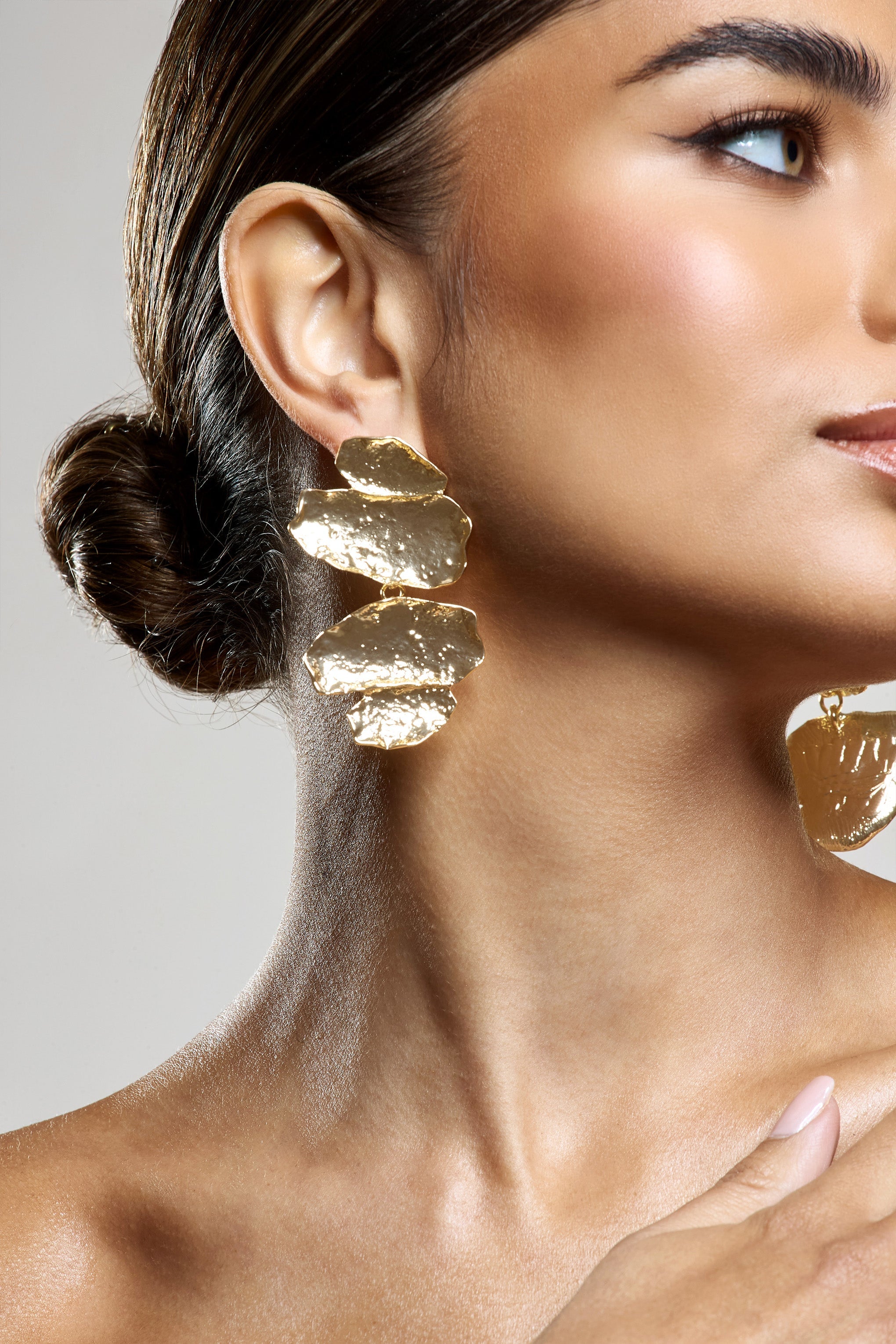 Cerise Gold Abstract Textured Drop Earrings-Babyboo Dress Store. All Rights Reserved.