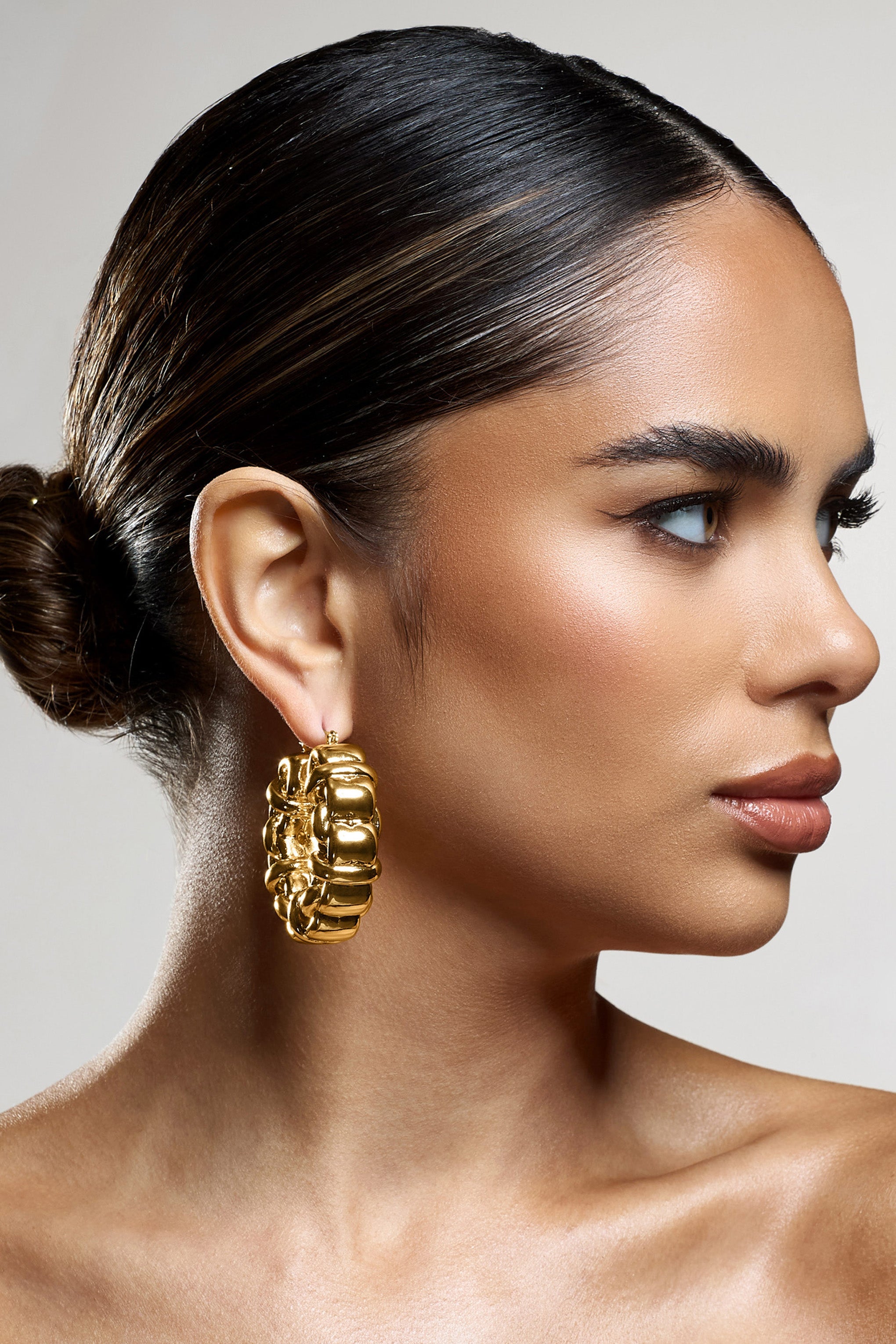 Orli Gold Chunky Chain Hoop Earrings-Babyboo Dress Store. All Rights Reserved.