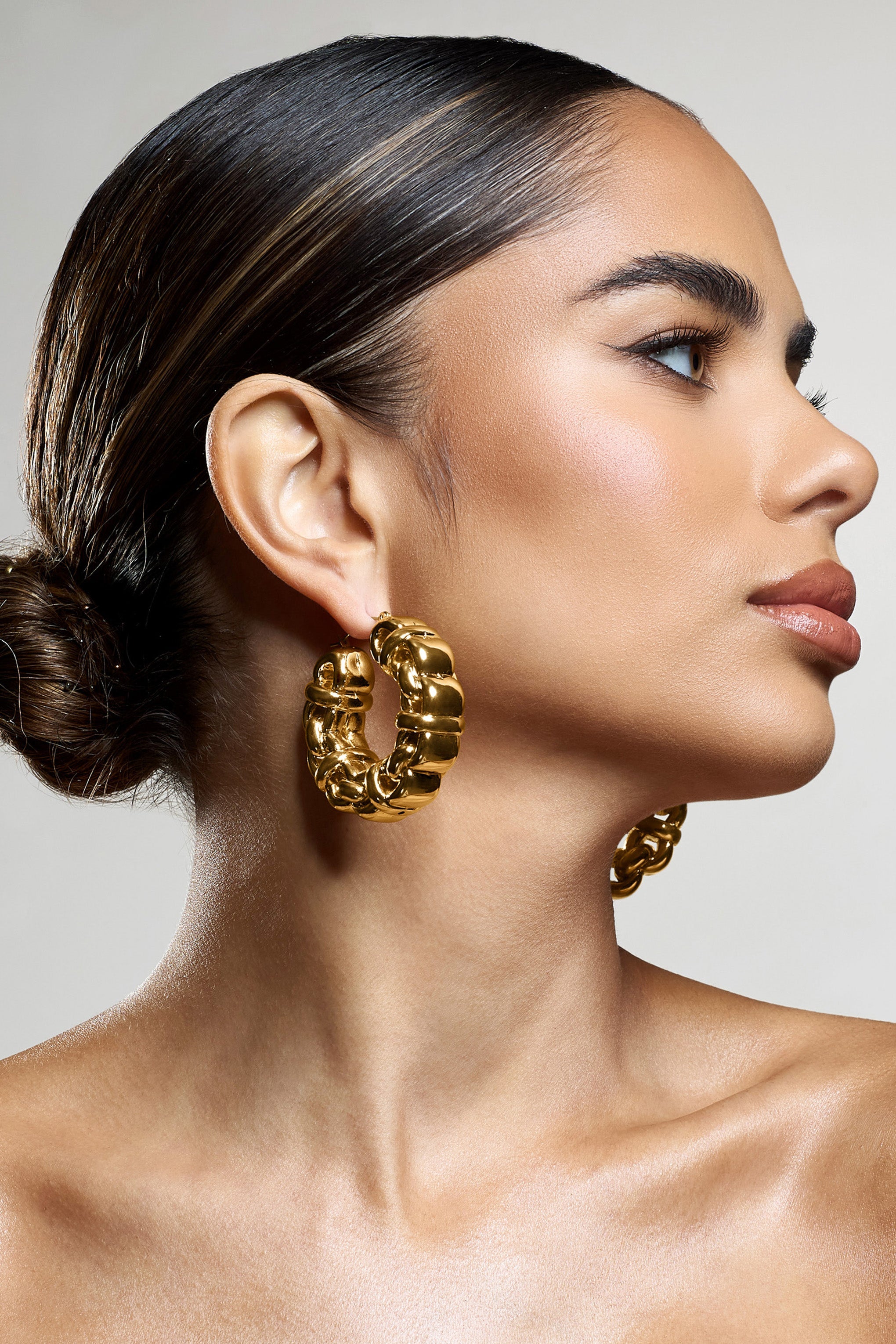 Orli Gold Chunky Chain Hoop Earrings-Babyboo Dress Store. All Rights Reserved.