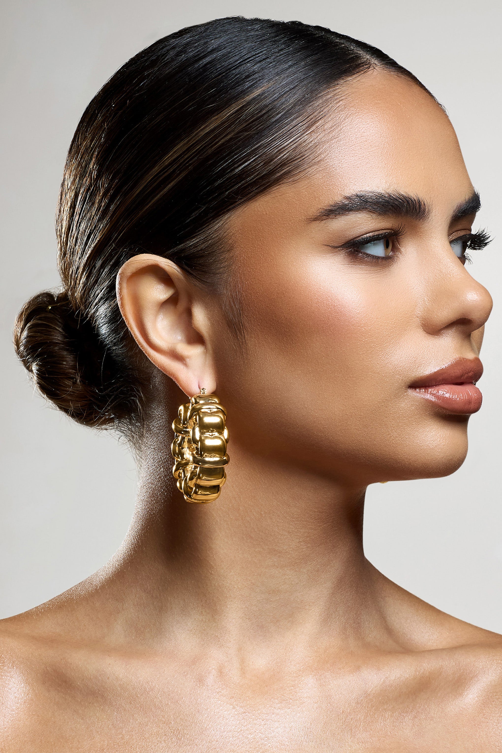 Orli Gold Chunky Chain Hoop Earrings-Babyboo Dress Store. All Rights Reserved.