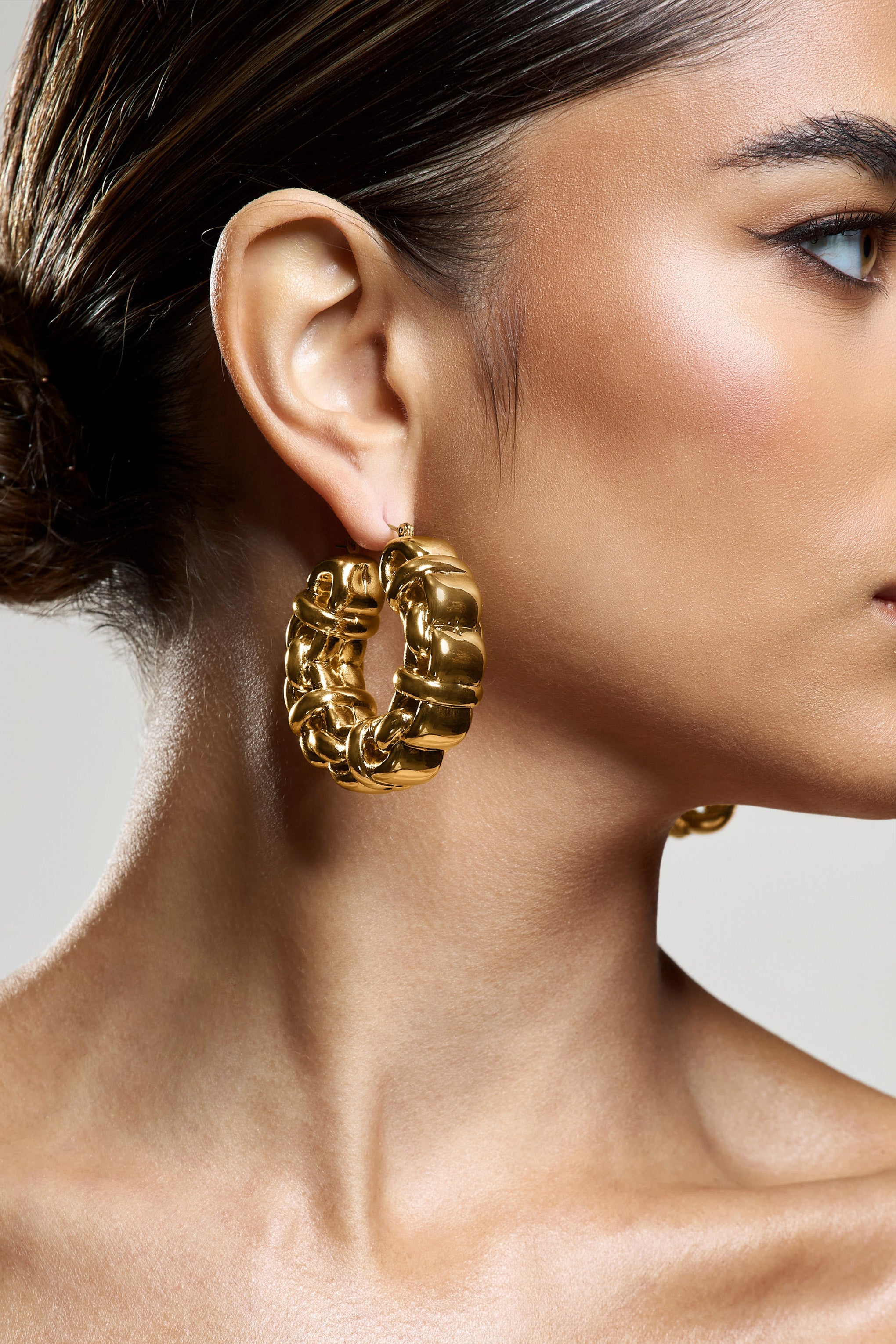 Orli Gold Chunky Chain Hoop Earrings-Babyboo Dress Store. All Rights Reserved.
