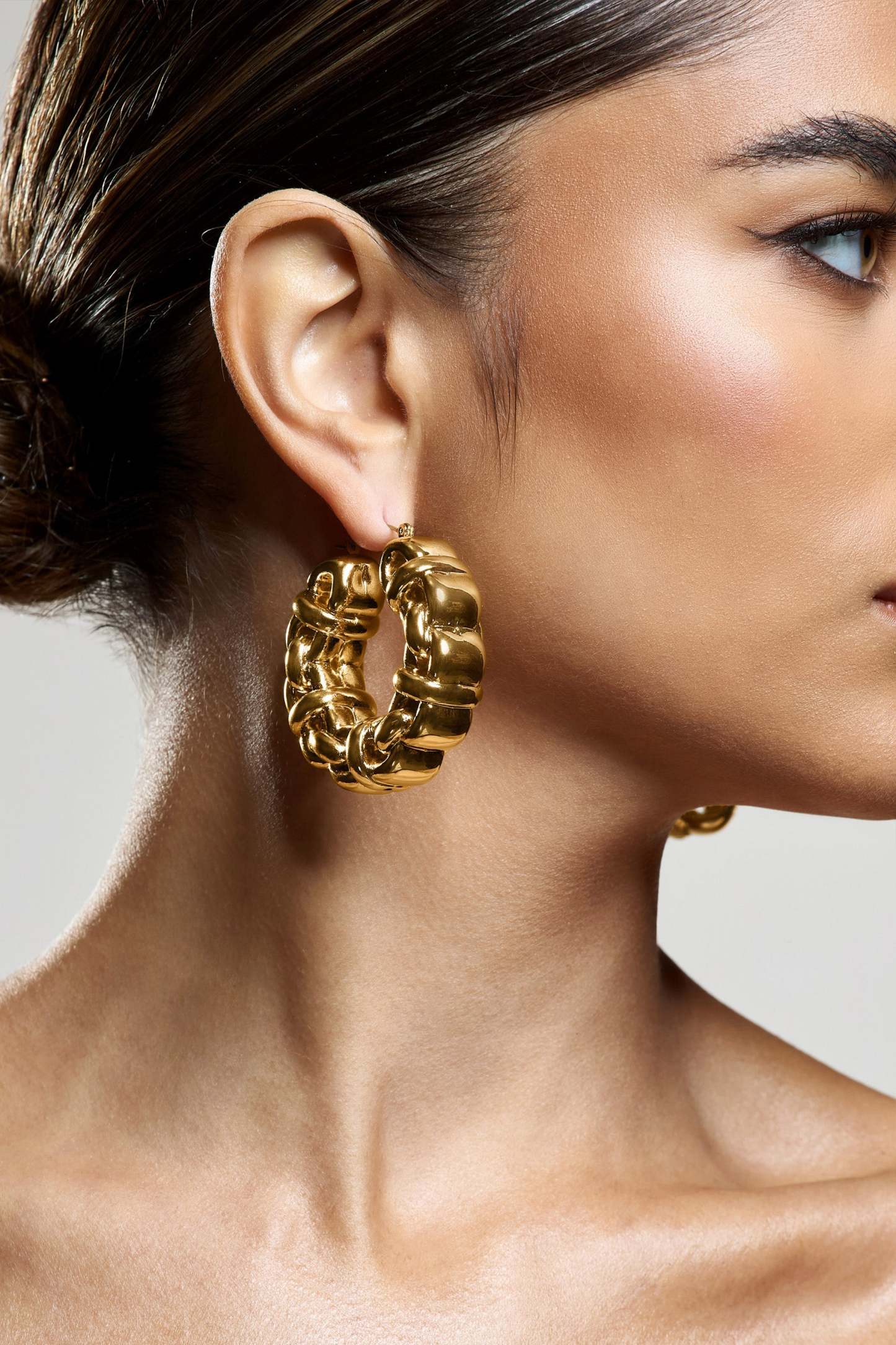 Orli Gold Chunky Chain Hoop Earrings-Babyboo Dress Store. All Rights Reserved.