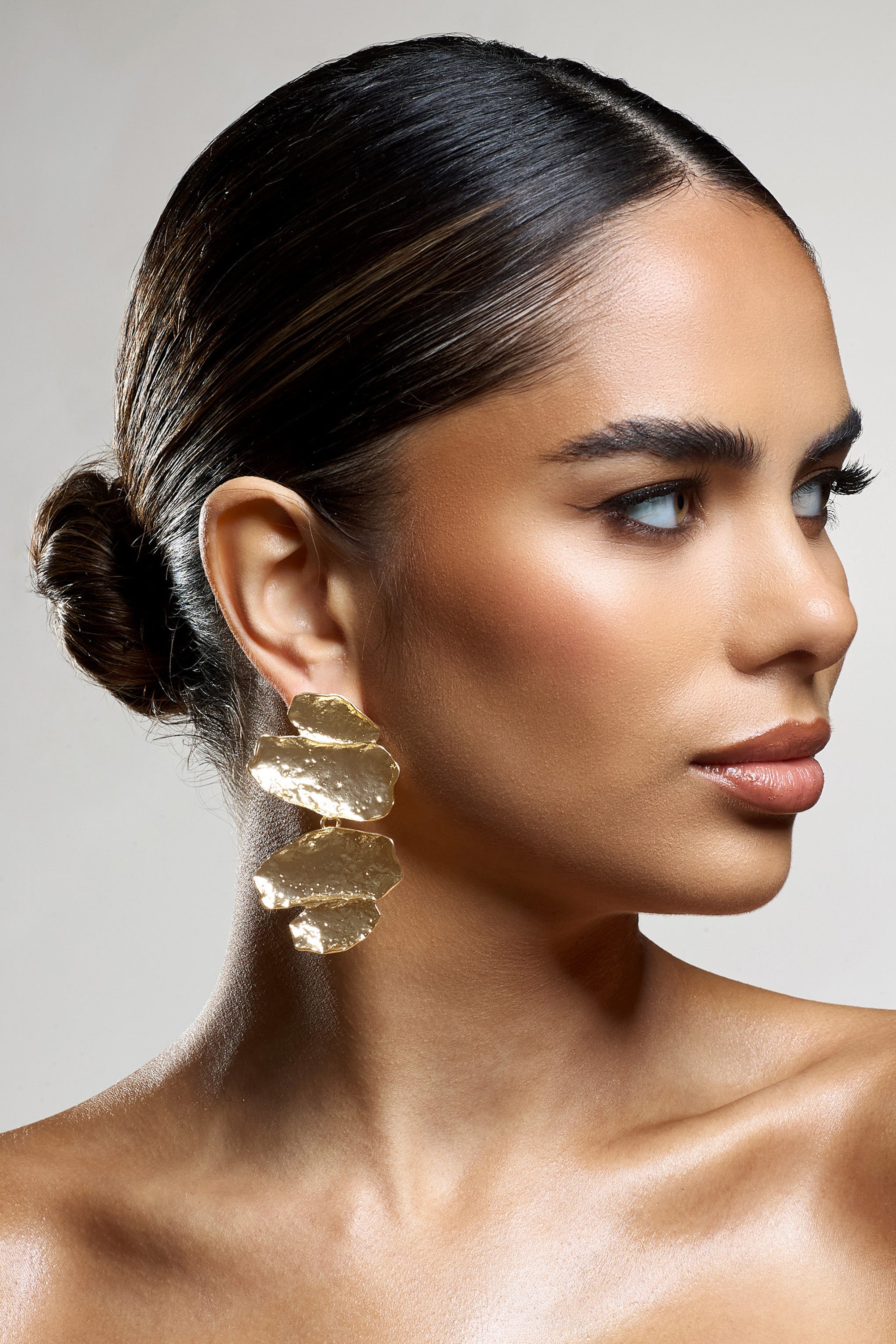 Cerise Gold Abstract Textured Drop Earrings-Babyboo Dress Store. All Rights Reserved.