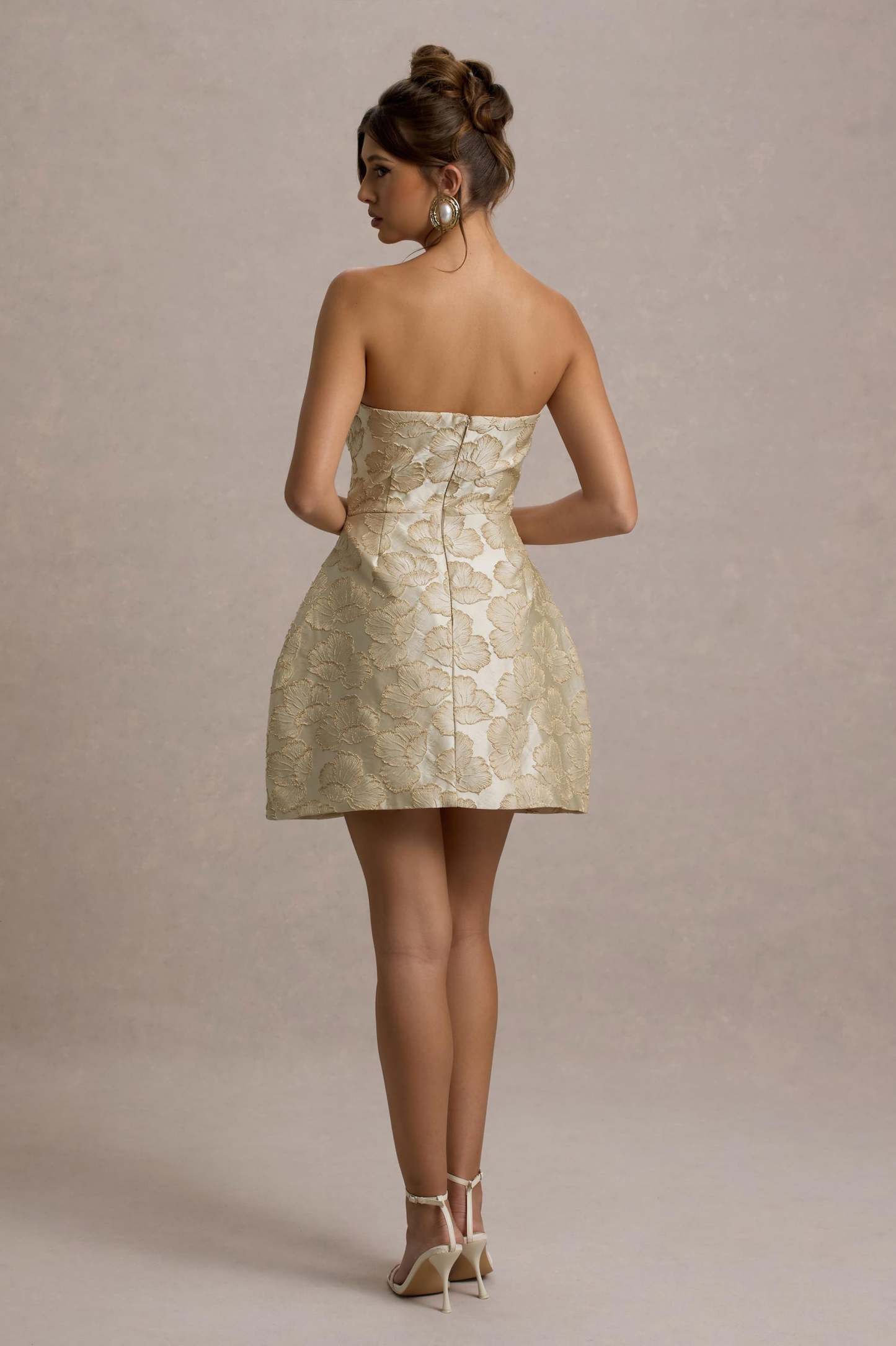 Kika Gold Metallic Jacquard Bandeau Mini Dress