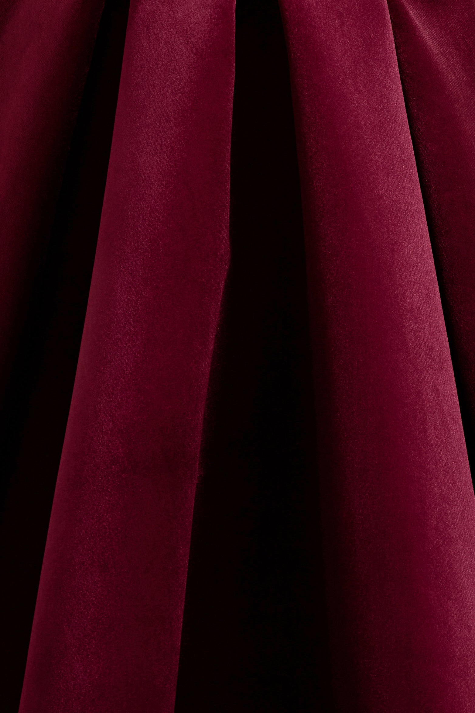 Berry Velvet Strappy Volume-Hem Midi Dress