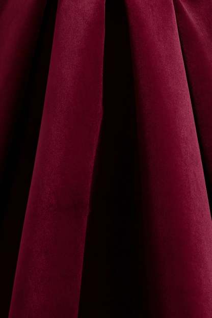 Berry Velvet Strappy Volume-Hem Midi Dress