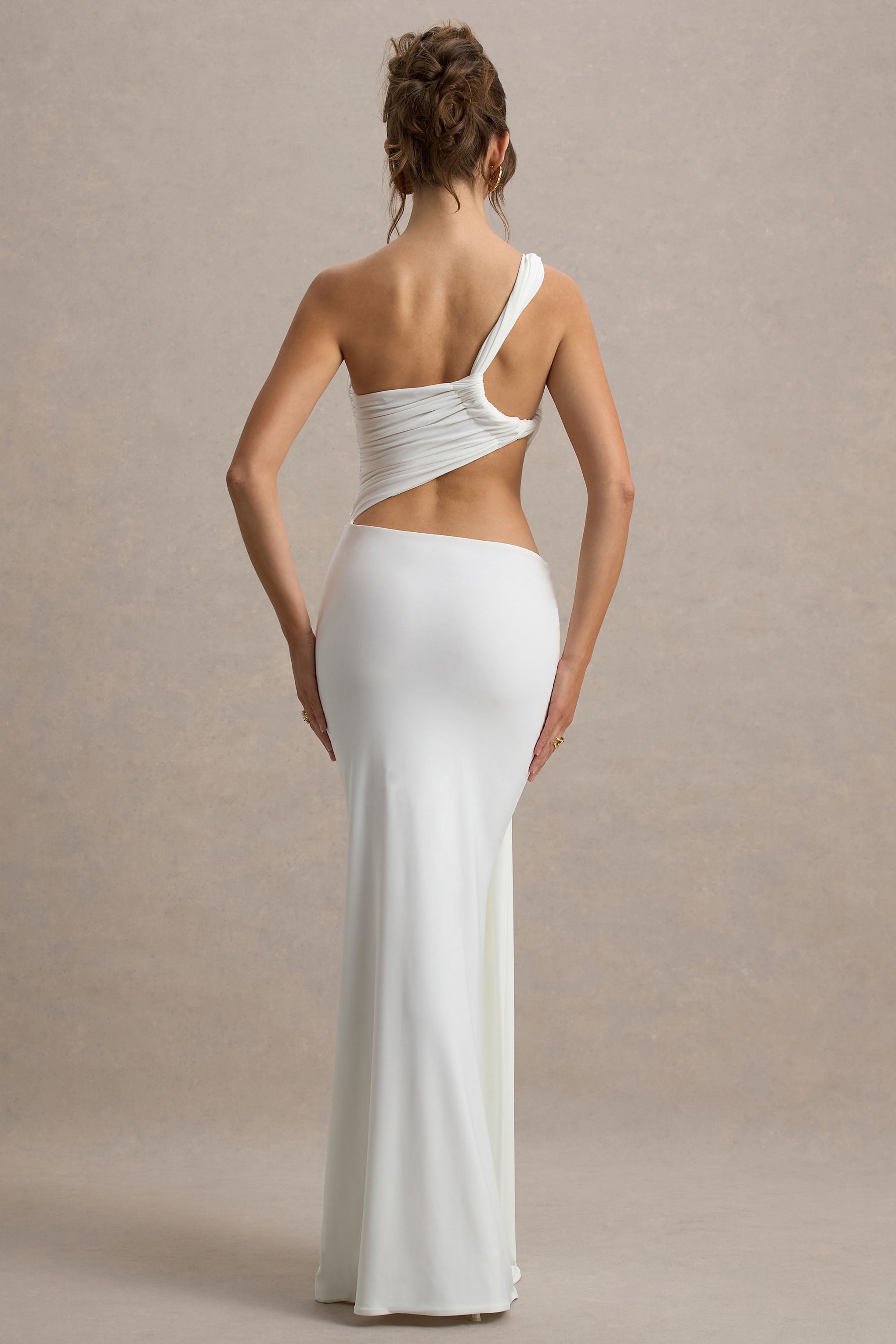 White Asymmetric Maxi Dress With Wrap Skirt