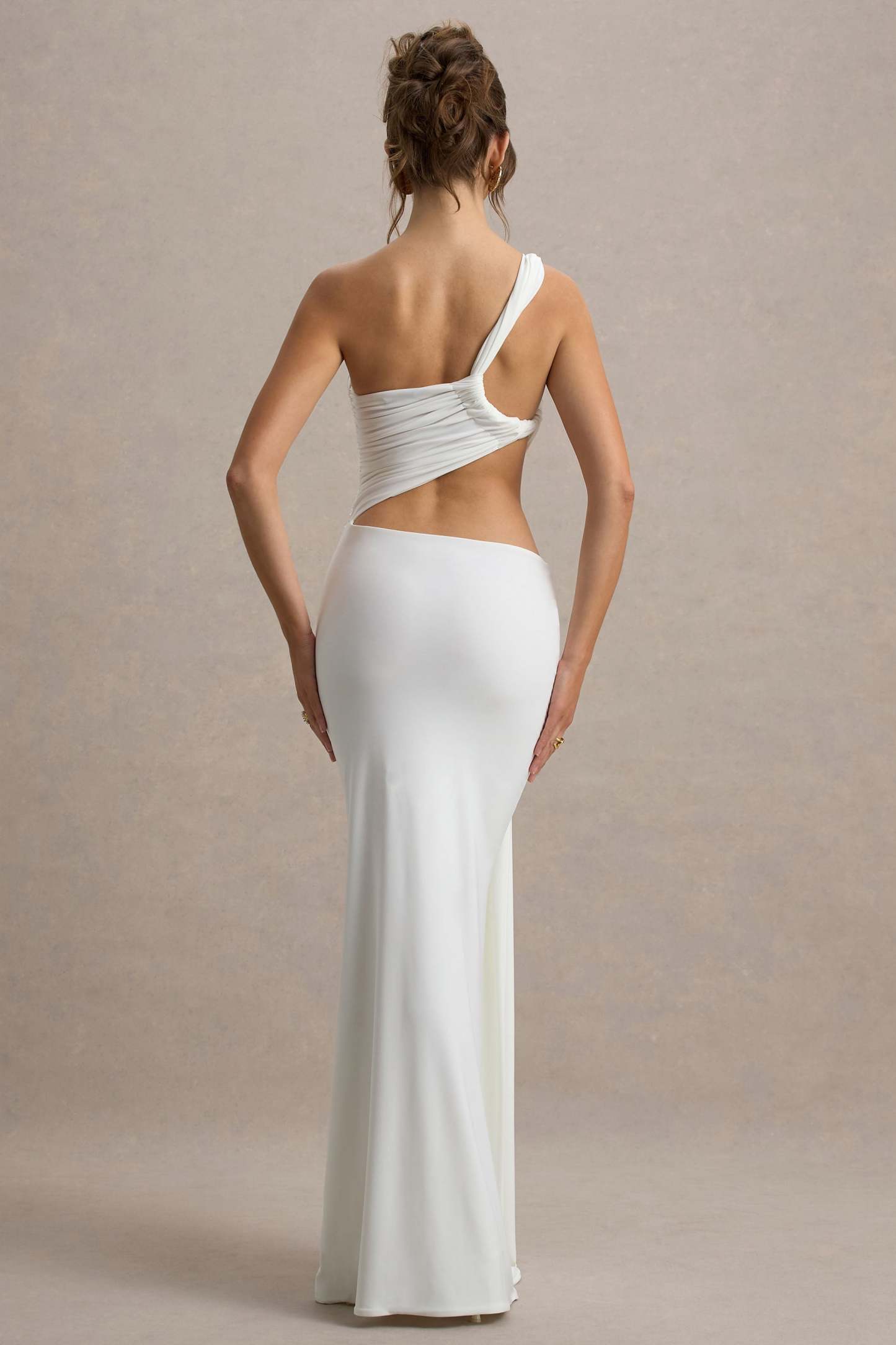 White Asymmetric Maxi Dress With Wrap Skirt
