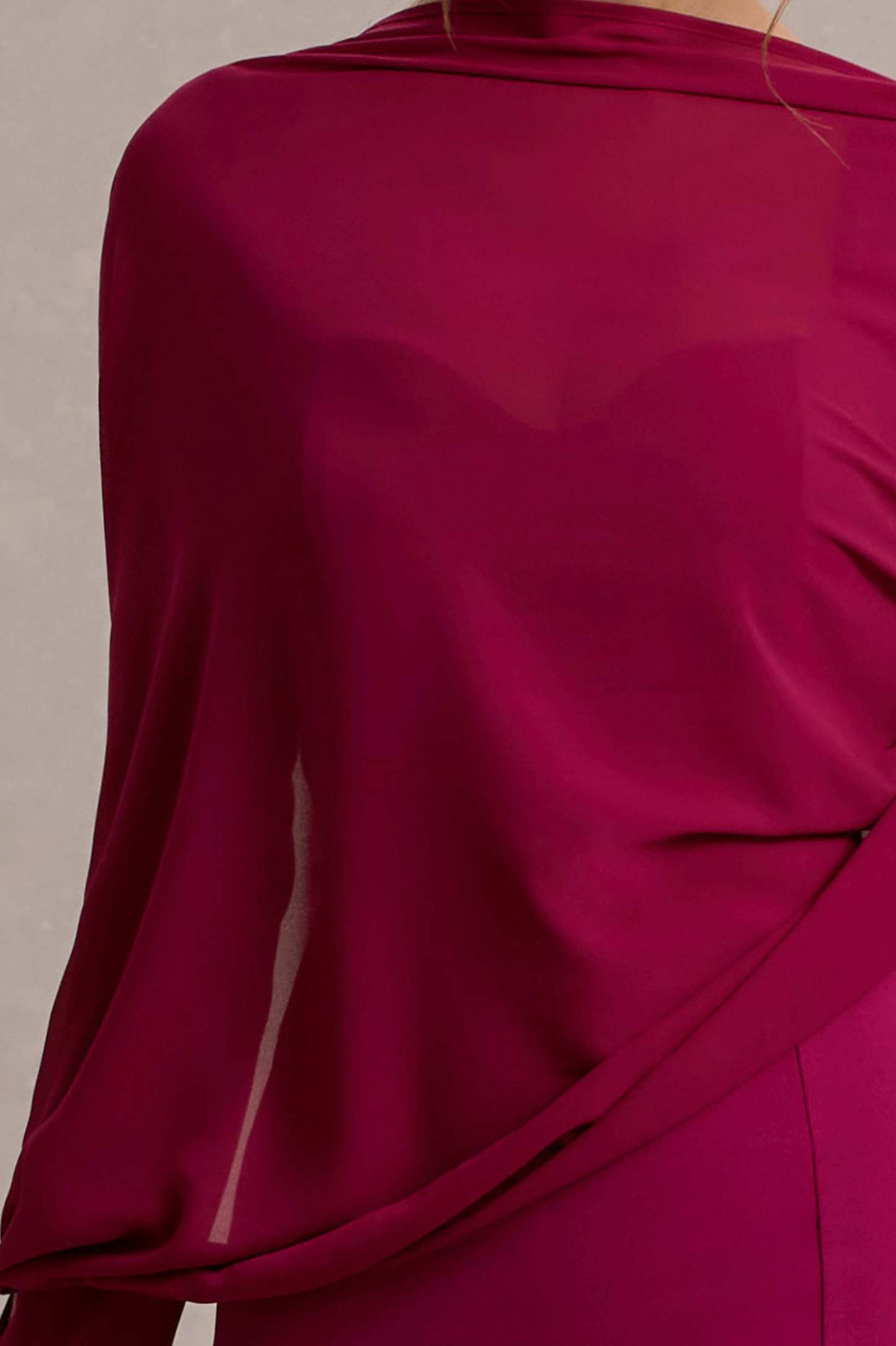 Swoon Mulberry Chiffon Feather-Trim Shawl