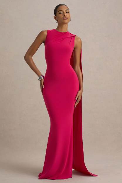 Hot Pink Maxi Dress With Sash