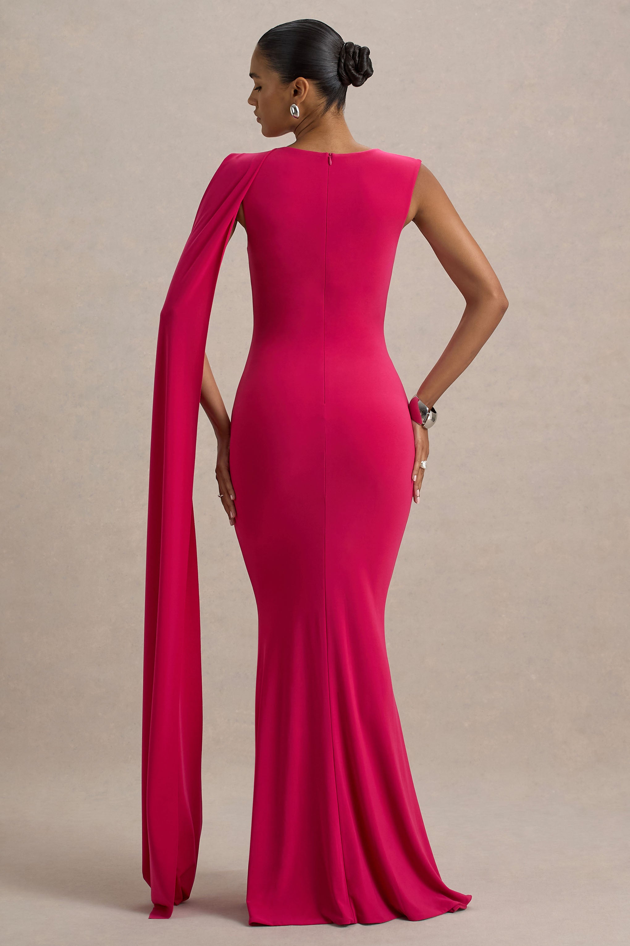 Hot Pink Maxi Dress With Sash