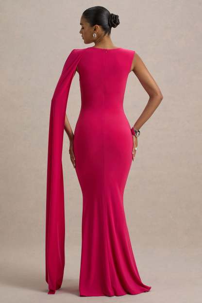 Hot Pink Maxi Dress With Sash